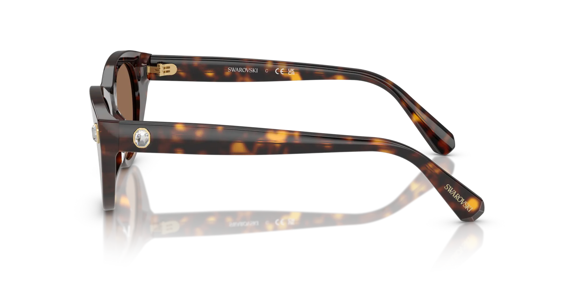 Swarovski SK6025 100273 Occhiali da sole Acetato Tartaruga Marrone Rotonda Normale - immagine 4