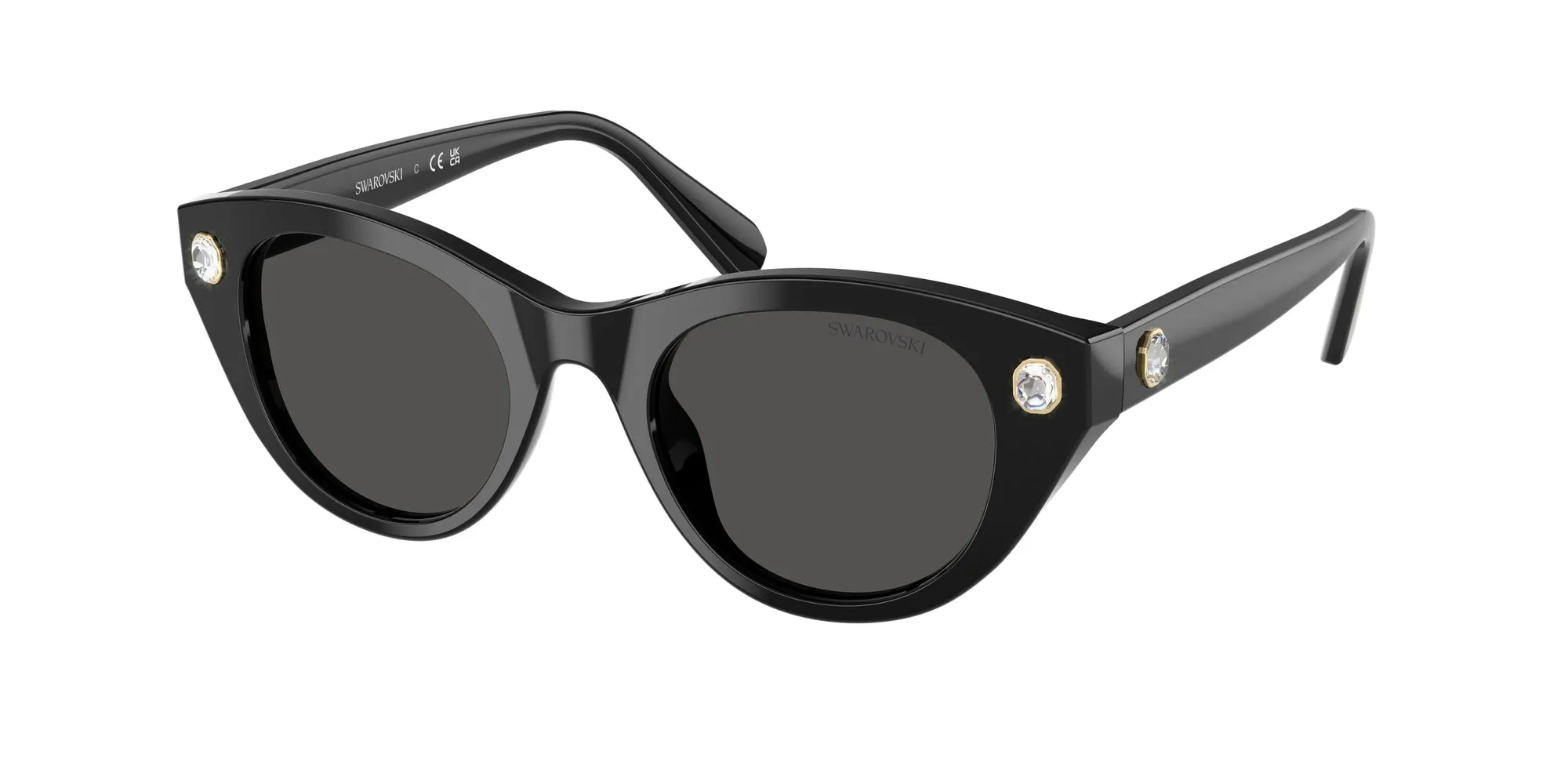 Swarovski SK6025 100187 Occhiali da sole Acetato Nero Grigio Rotonda Normale - immagine 1