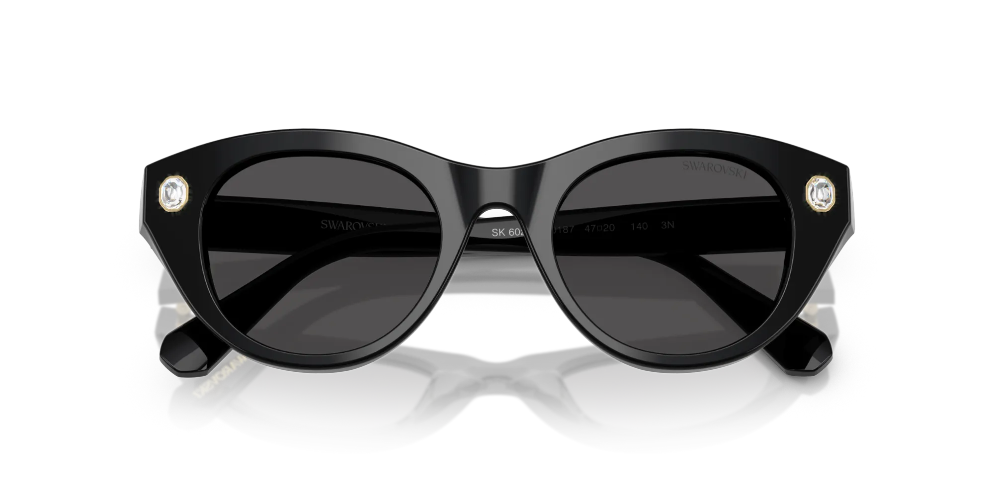 Swarovski SK6025 100187 Occhiali da sole Acetato Nero Grigio Rotonda Normale - immagine 2