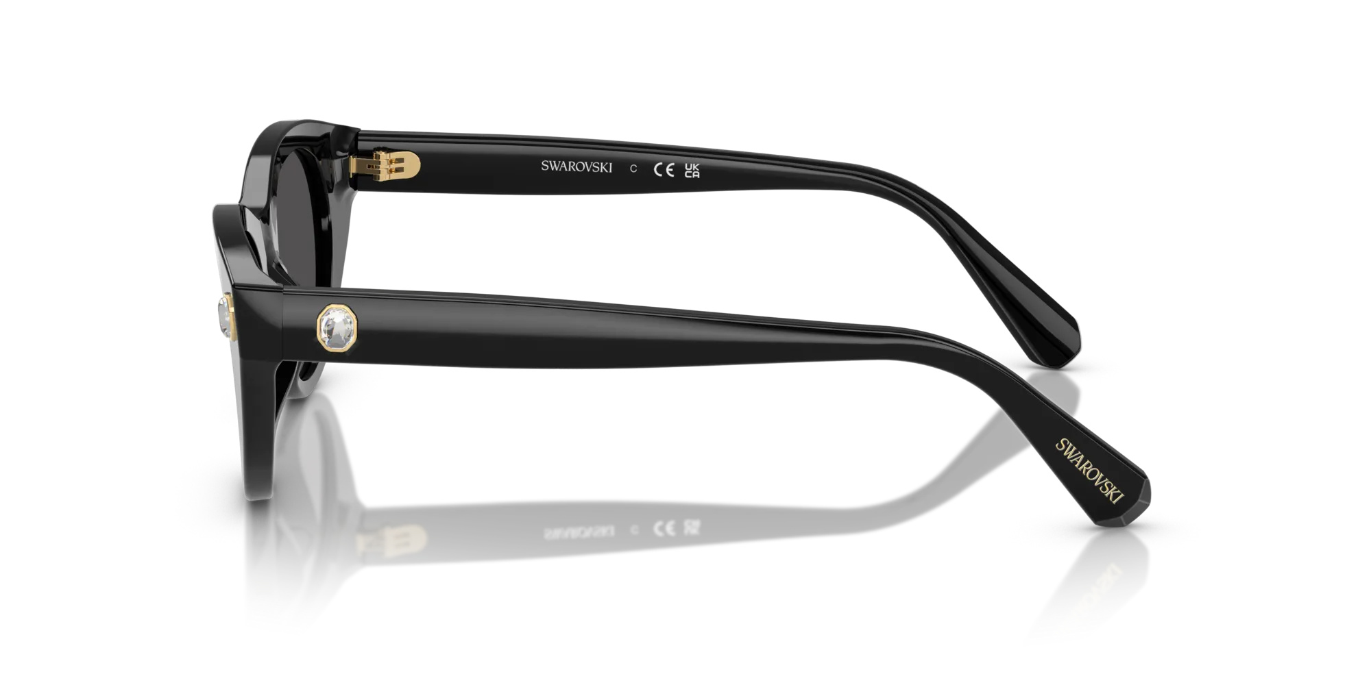 Swarovski SK6025 100187 Occhiali da sole Acetato Nero Grigio Rotonda Normale - immagine 4