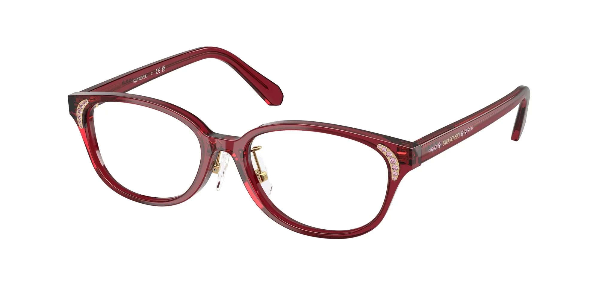 Swarovski SK2040D 1055 Montature da vista Acetato Rosso Rotonda Normale - immagine 1