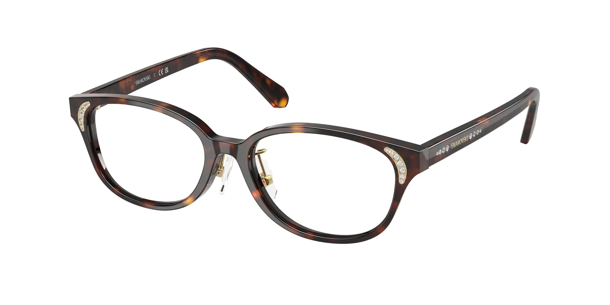 Swarovski SK2040D 1002 Montature da vista Acetato Tartaruga Rotonda Normale - immagine 1