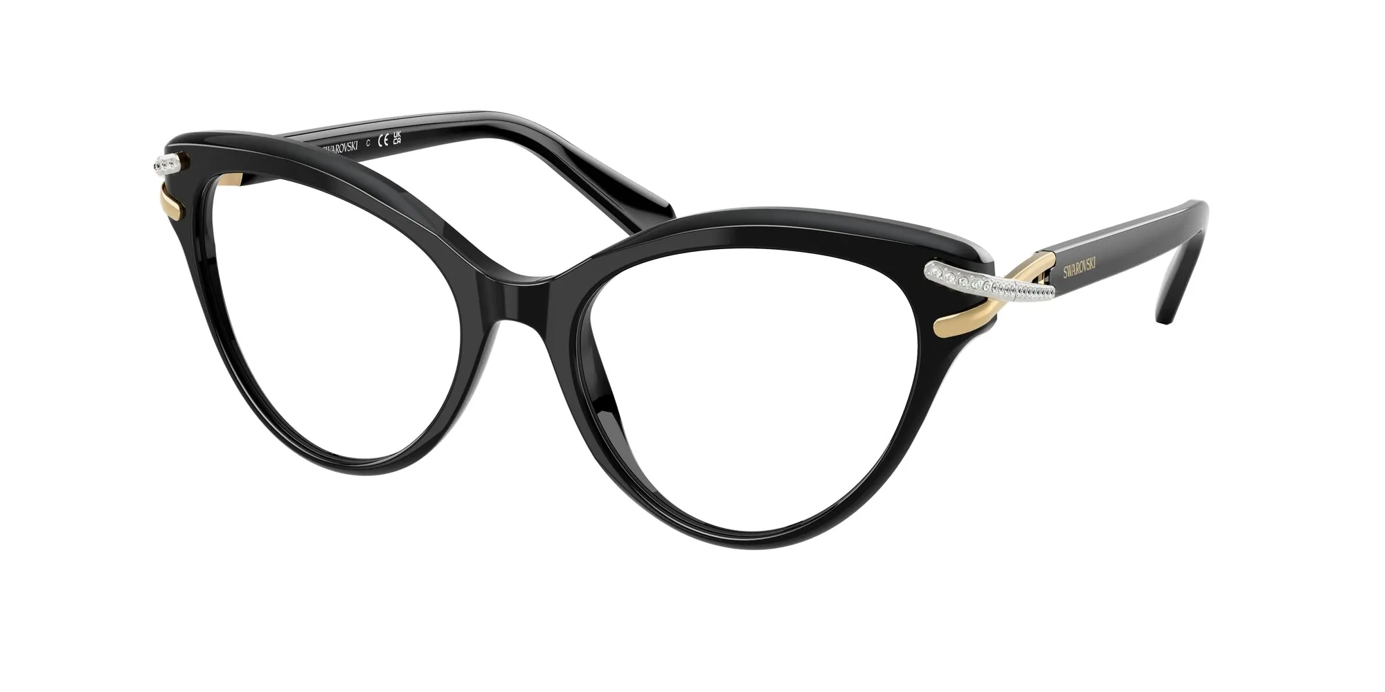 Swarovski SK2030 1001 Montature da vista Acetato Nero Cat Eye Normale - immagine 1