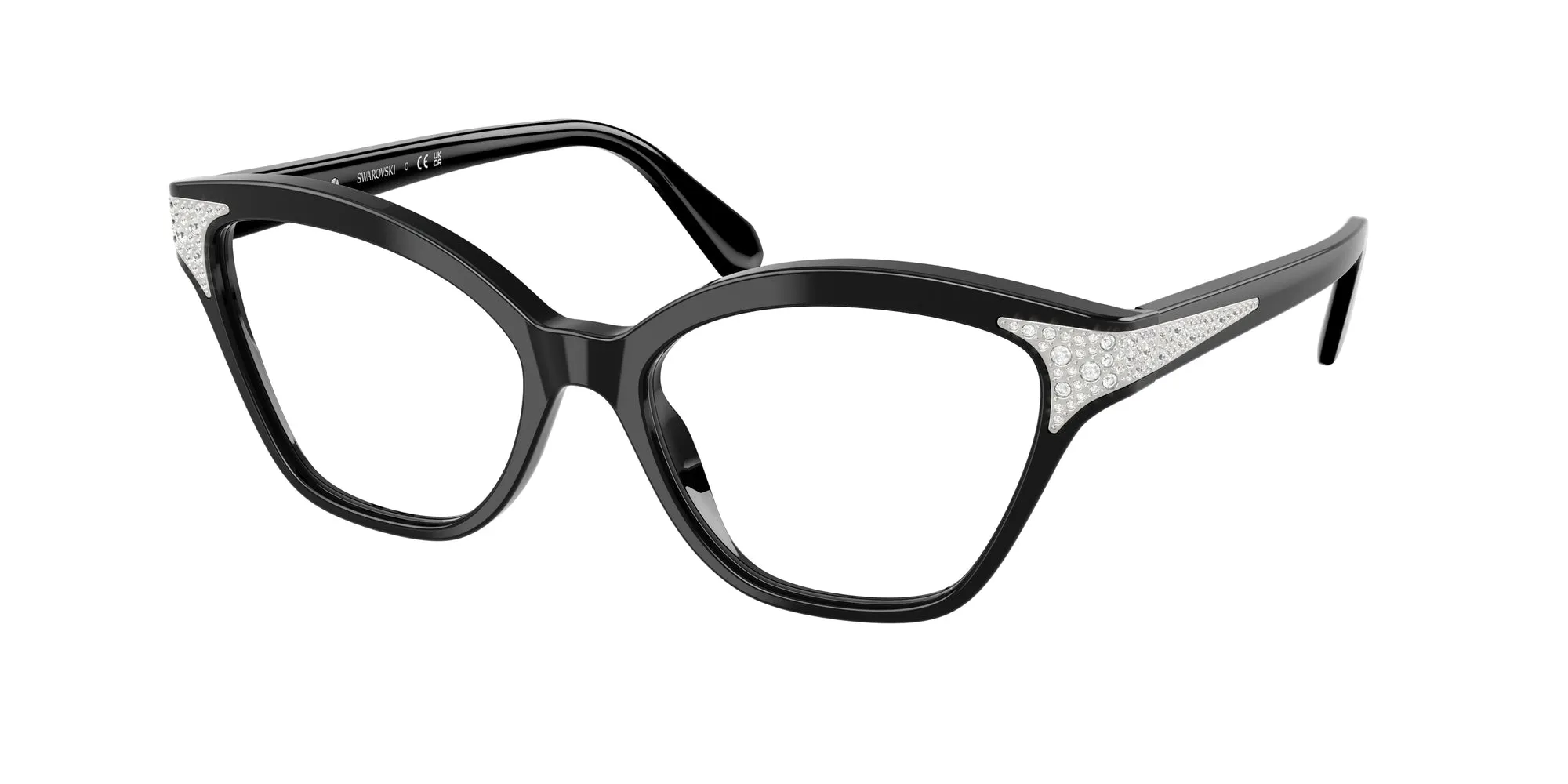 Swarovski SK2029 1001 Montature da vista Acetato Nero Cat Eye Normale - immagine 1