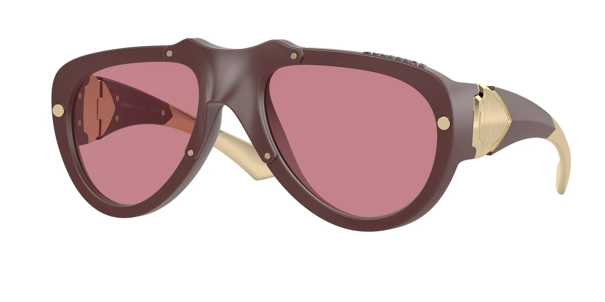 Burberry BE4433U 414075 Occhiali da sole Iniettato Rosso Viola Pilot Normale - immagine 1