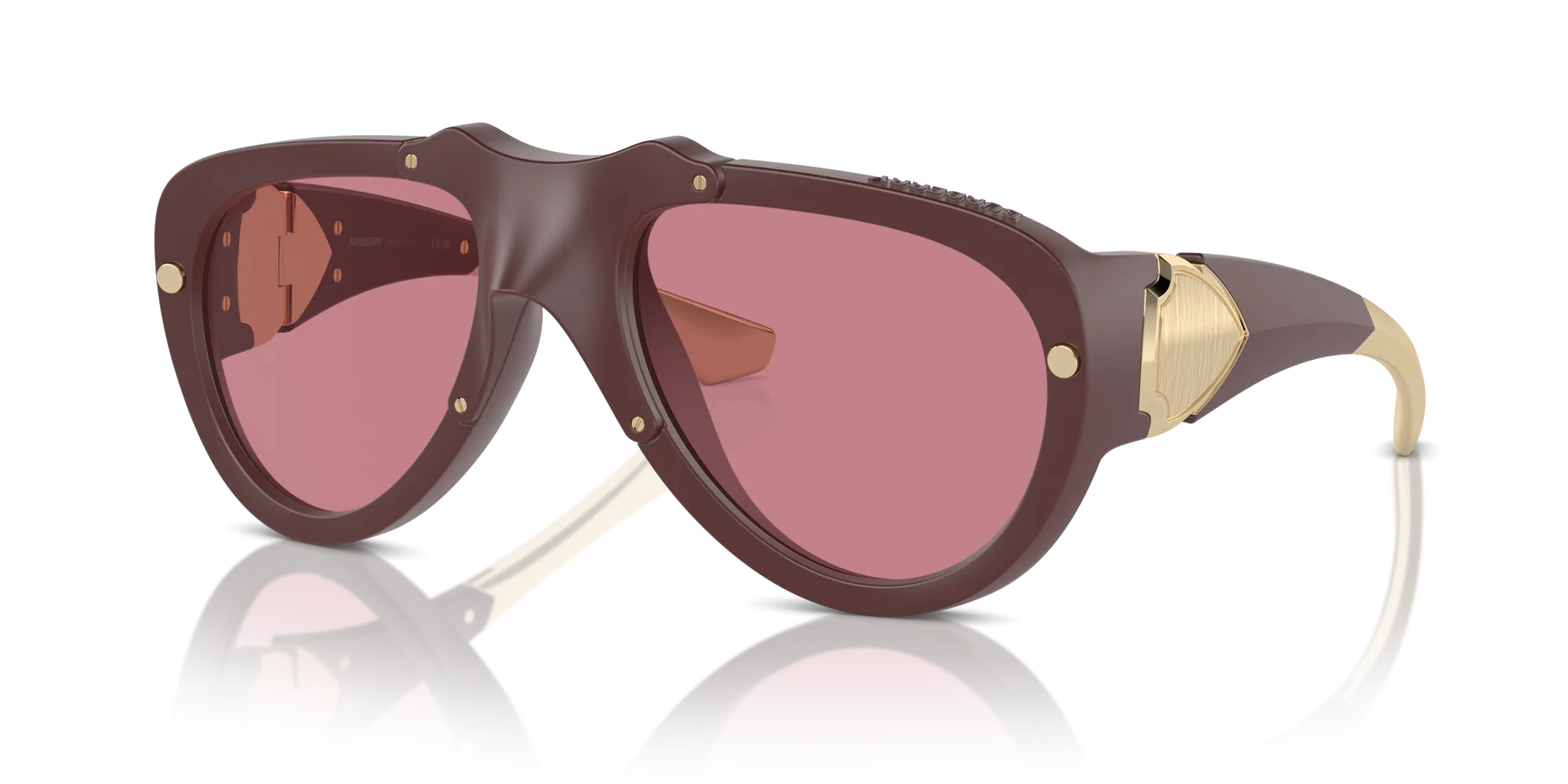 Burberry BE4433U 414075 Occhiali da sole Iniettato Rosso Viola Pilot Normale - immagine 4