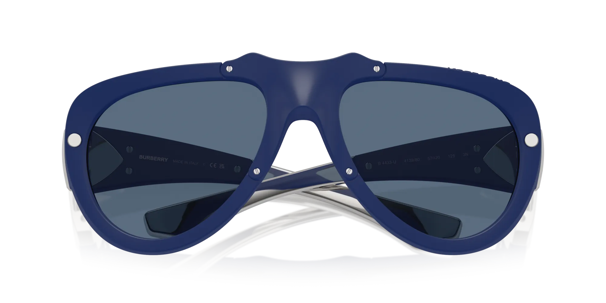 Burberry BE4433U 413980 Occhiali da sole Iniettato Blu Blu Pilot Normale - immagine 2