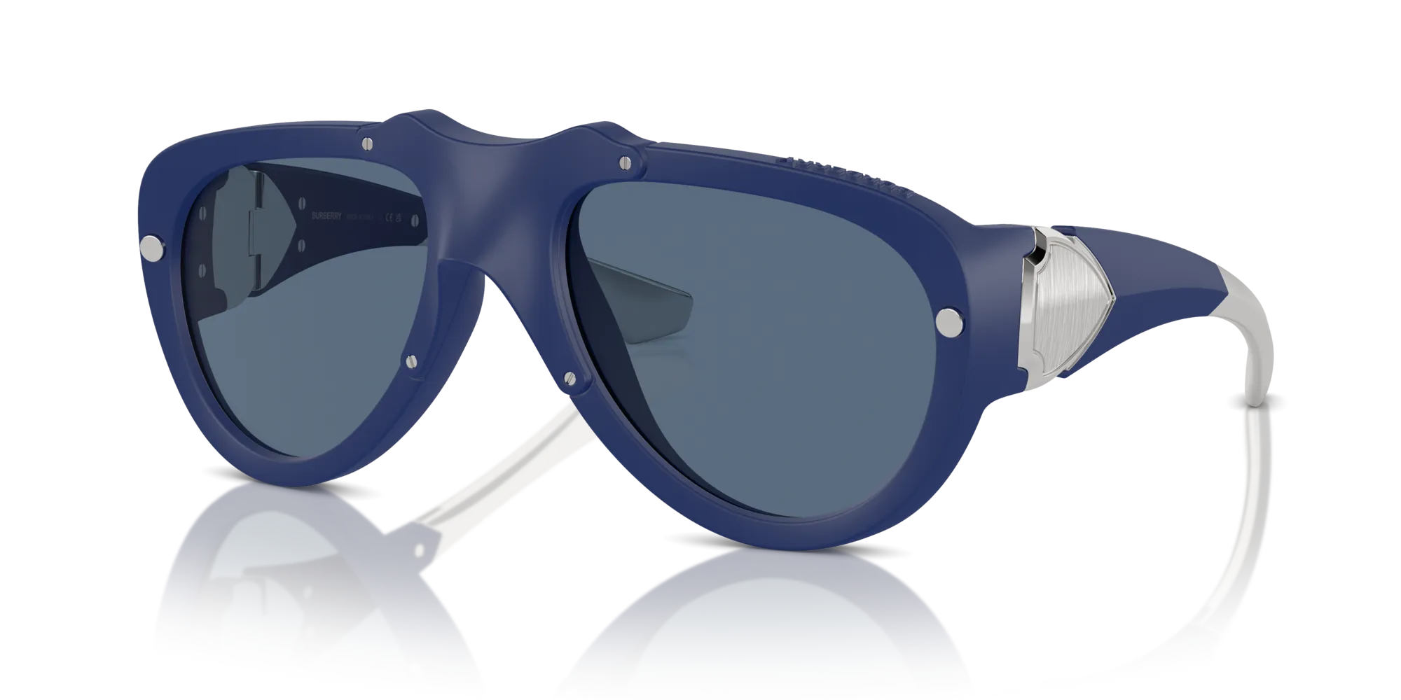 Burberry BE4433U 413980 Occhiali da sole Iniettato Blu Blu Pilot Normale - immagine 3