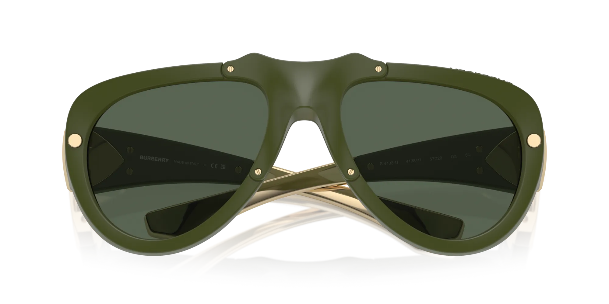 Burberry BE4433U 413871 Occhiali da sole Iniettato Verde Verde Pilot Normale - immagine 2