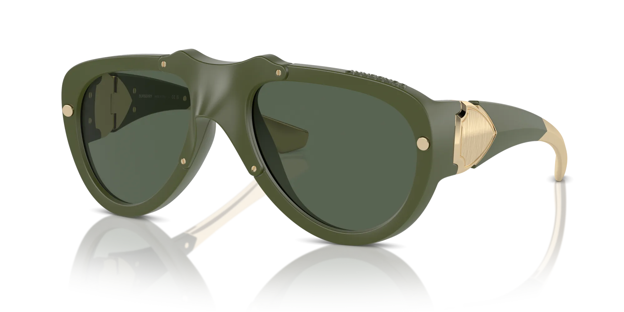 Burberry BE4433U 413871 Occhiali da sole Iniettato Verde Verde Pilot Normale - immagine 4