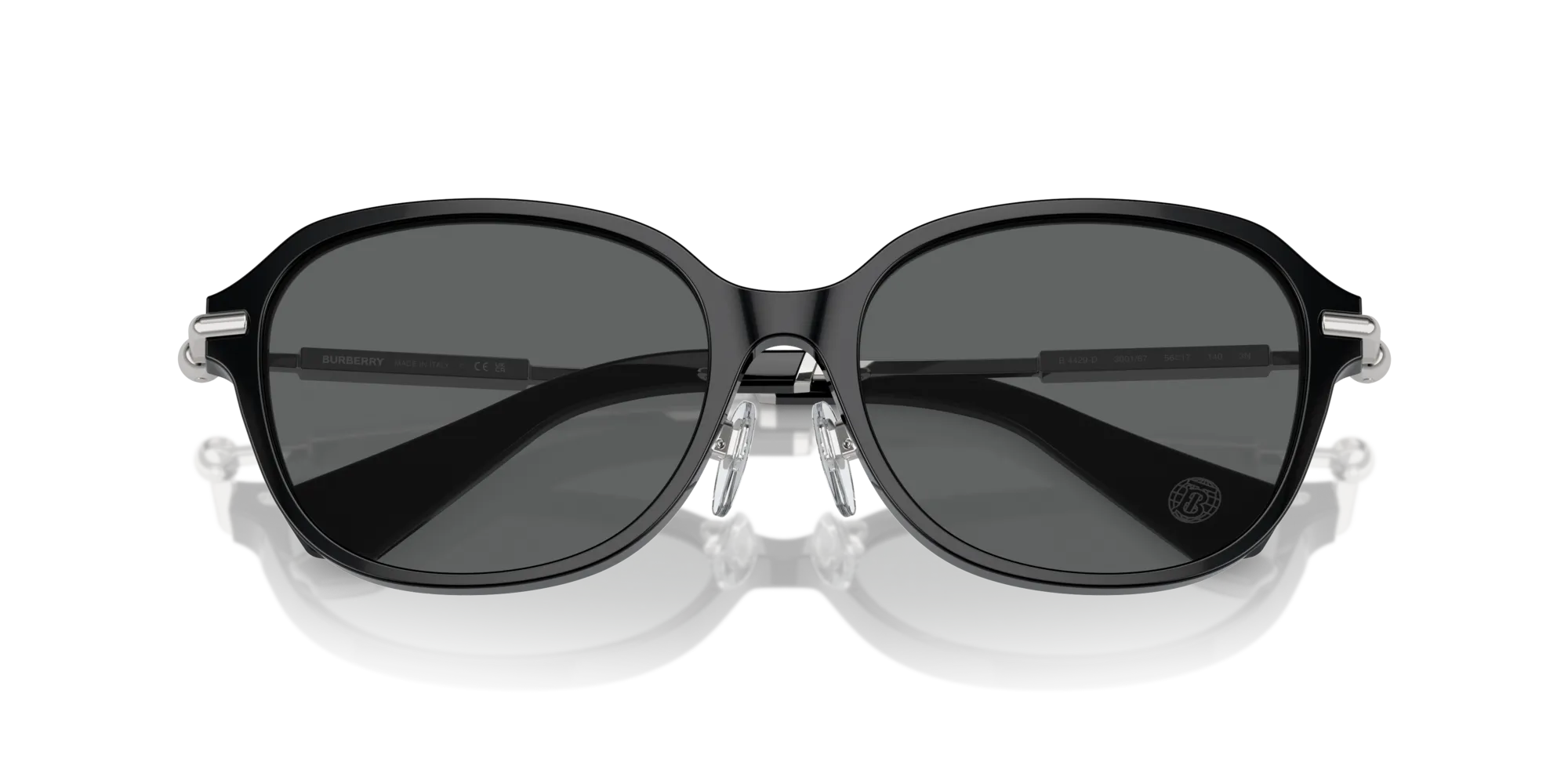 Burberry BE4429D 300187 Occhiali da sole Acetato Nero Grigio Cat Eye Normale - immagine 2