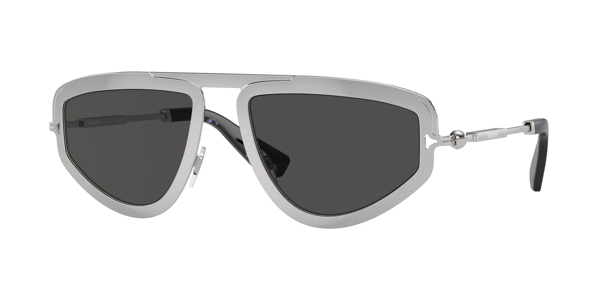 Burberry BE3150 100587 Occhiali da sole Metallo Argento Grigio Geometrica Normale - immagine 1
