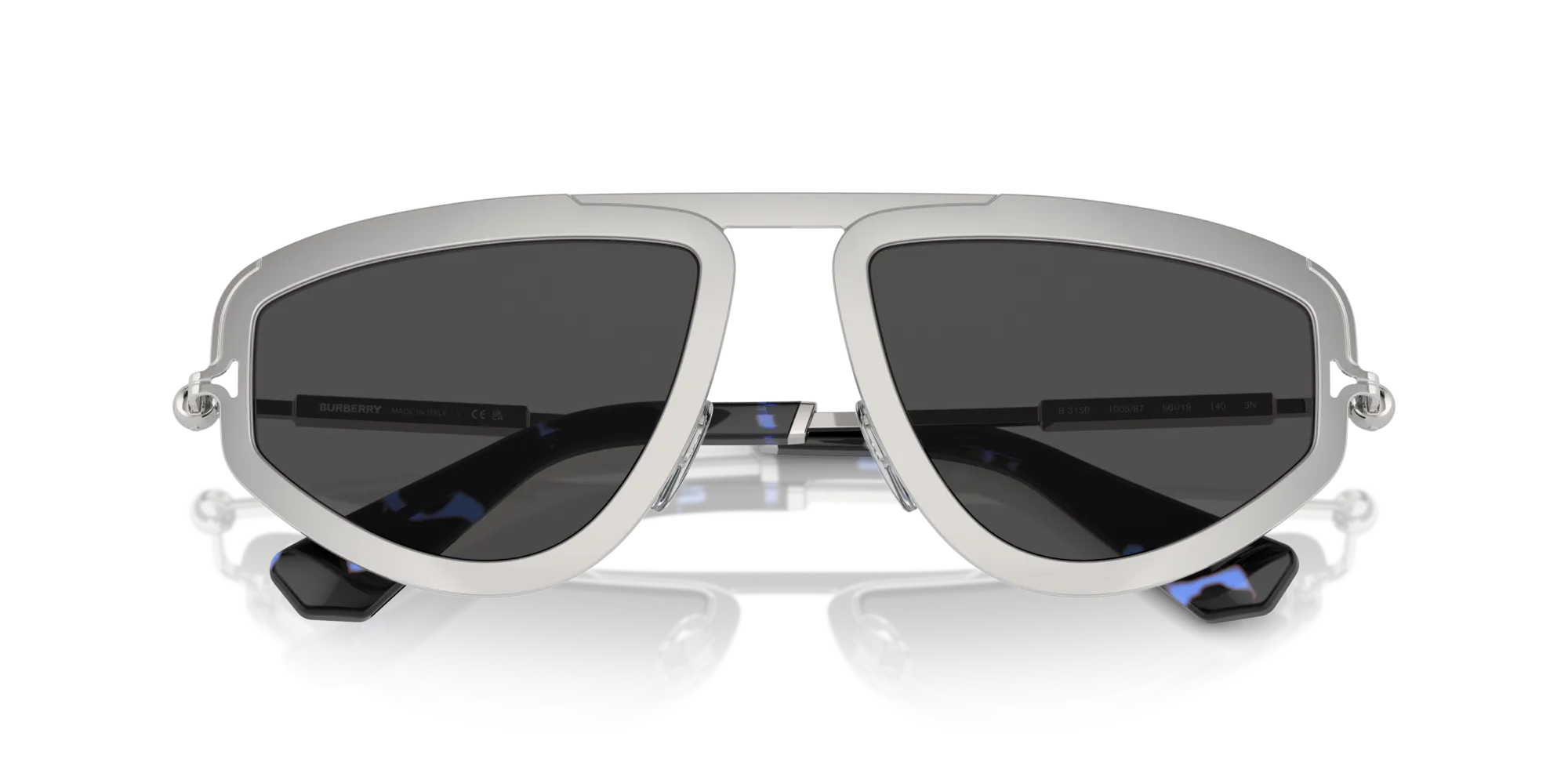 Burberry BE3150 100587 Occhiali da sole Metallo Argento Grigio Geometrica Normale - immagine 2