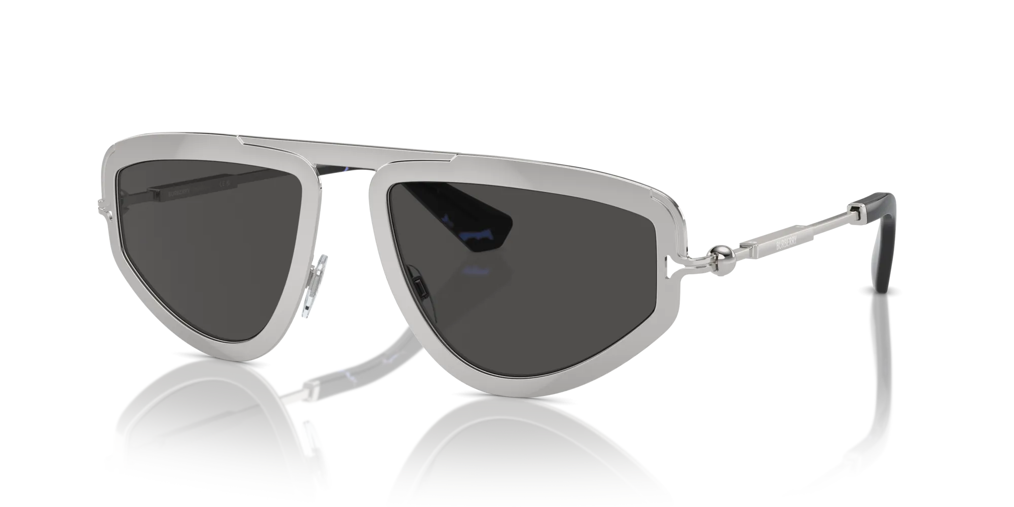 Burberry BE3150 100587 Occhiali da sole Metallo Argento Grigio Geometrica Normale - immagine 4