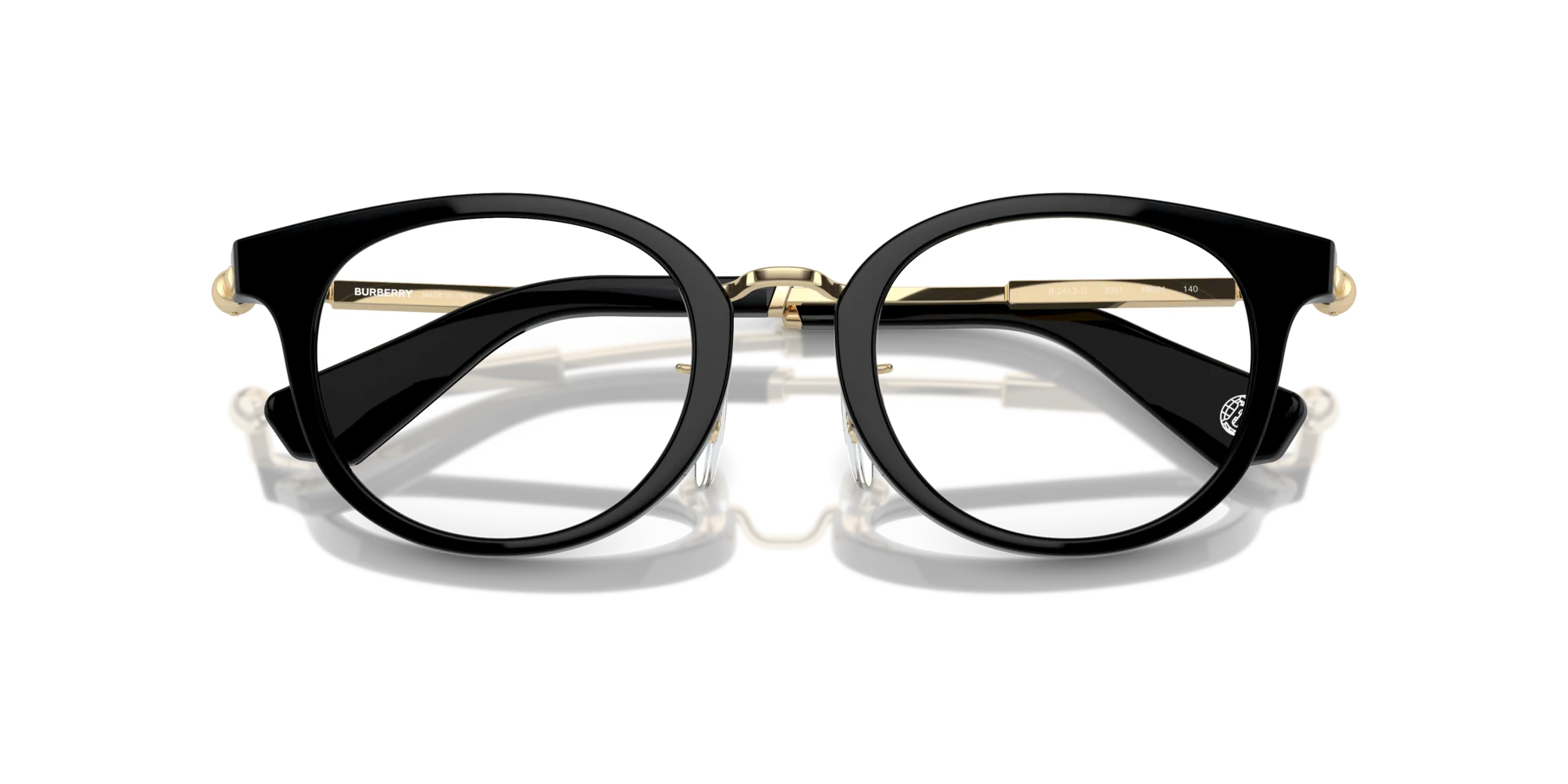Burberry BE2413D 3001 Montature da vista Iniettato Nero Pantos Normale - immagine 2