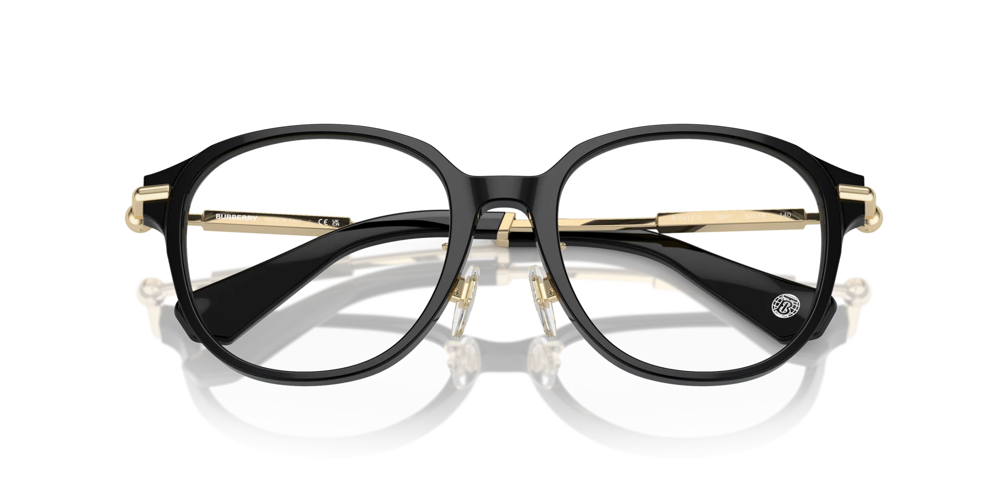 Burberry BE2412D 3001 Montature da vista Acetato Nero Rotonda Normale - immagine 2