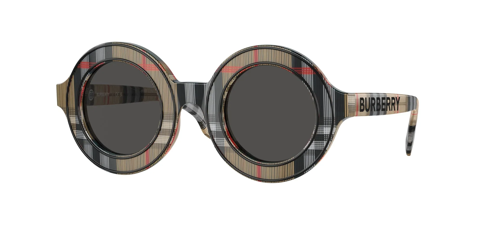 Burberry JB4386 377887 Occhiali da sole Acetato Marrone Grigio Rotonda Normale - immagine 1