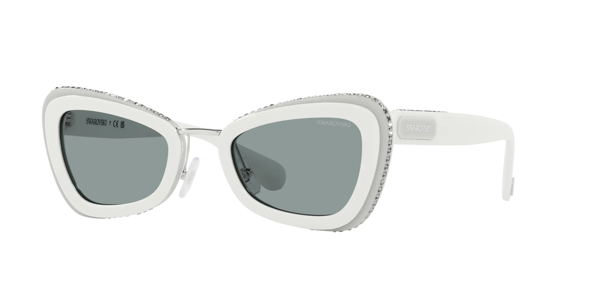 Swarovski SK6012 1012/1 Occhiali da sole Acetato Bianco Grigio Geometrica Normale - immagine 3