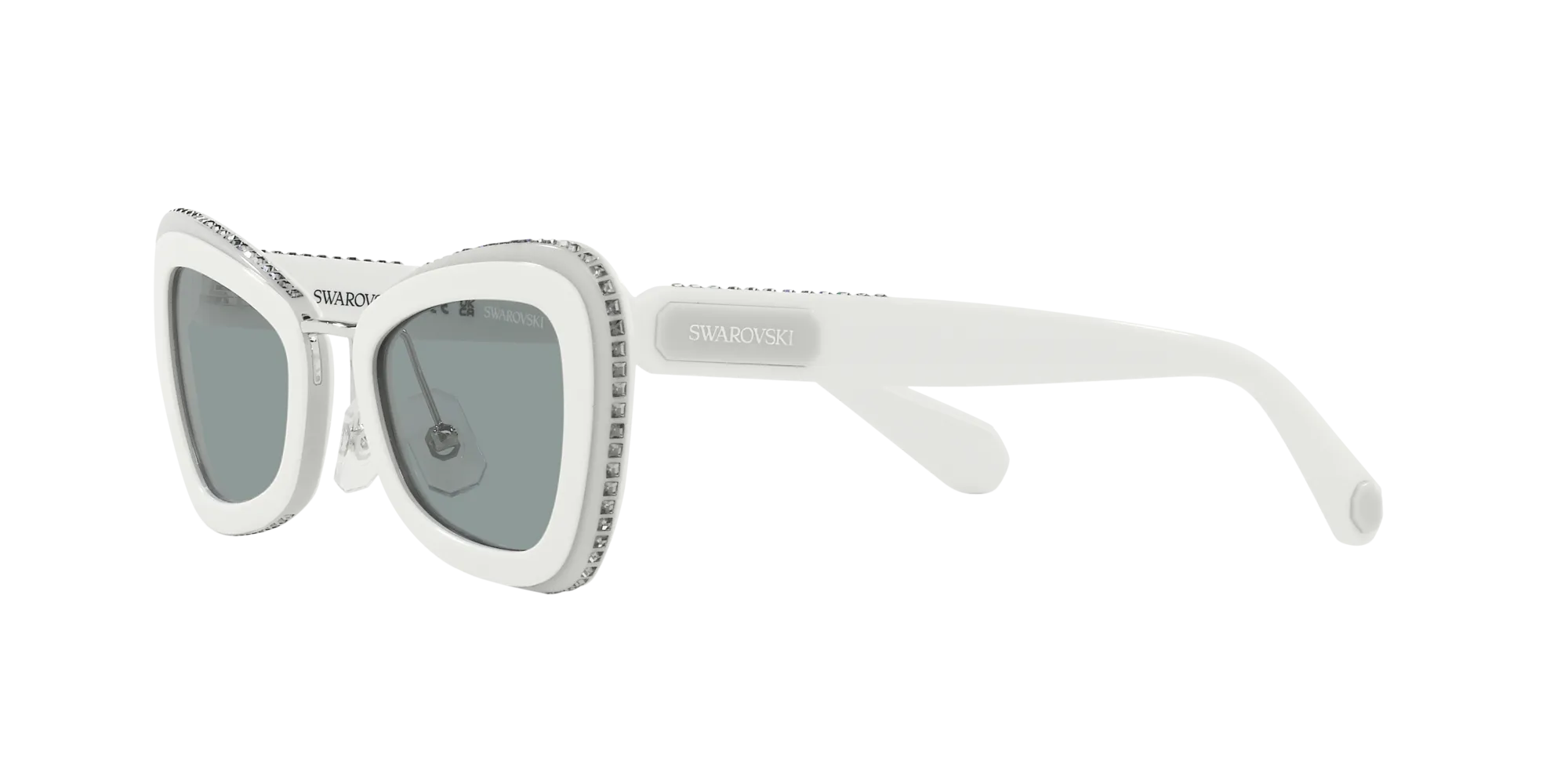 Swarovski SK6012 1012/1 Occhiali da sole Acetato Bianco Grigio Geometrica Normale - immagine 4