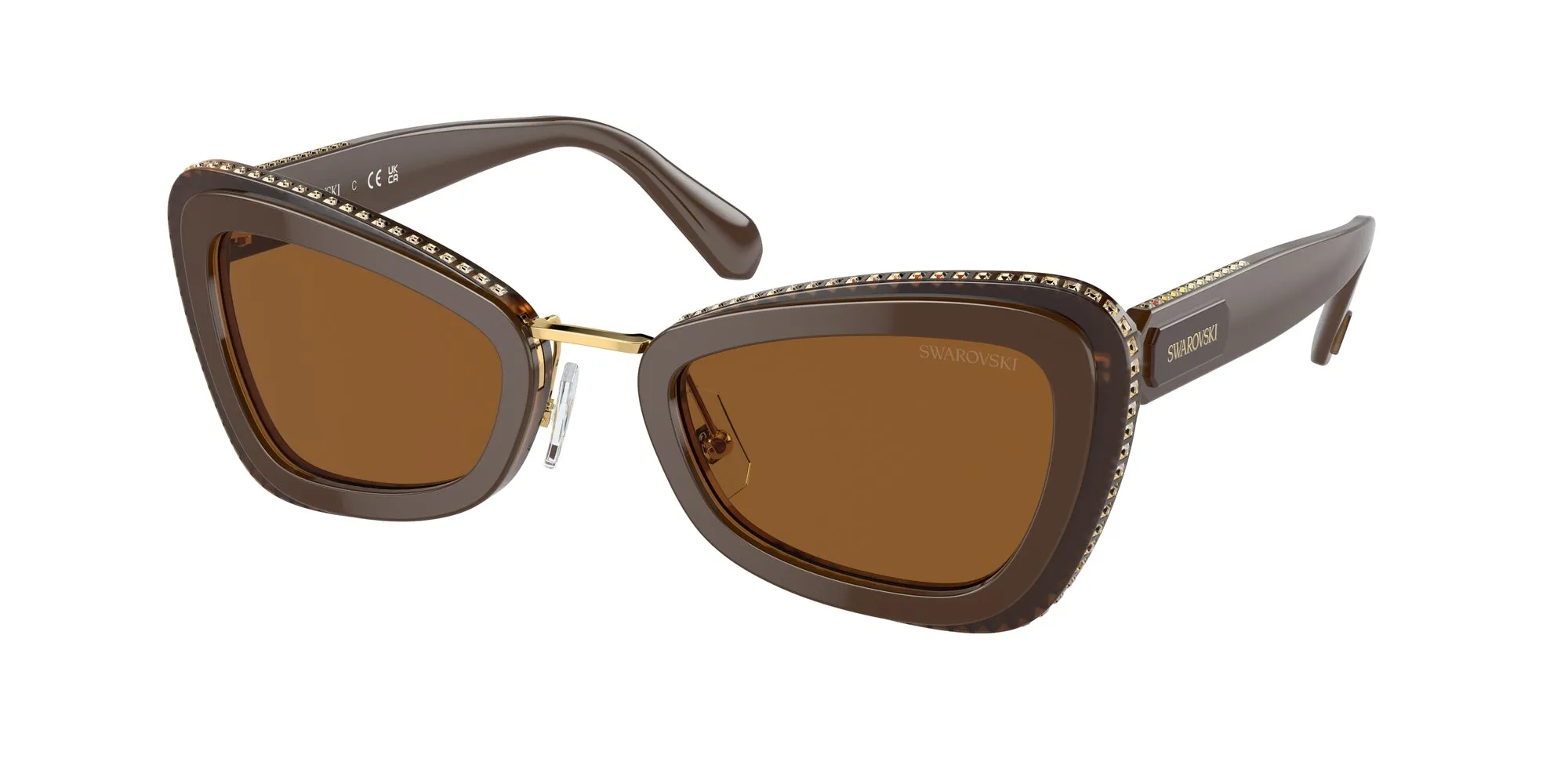 Swarovski SK6012 101173 Occhiali da sole Acetato Marrone Marrone Geometrica Normale - immagine 1