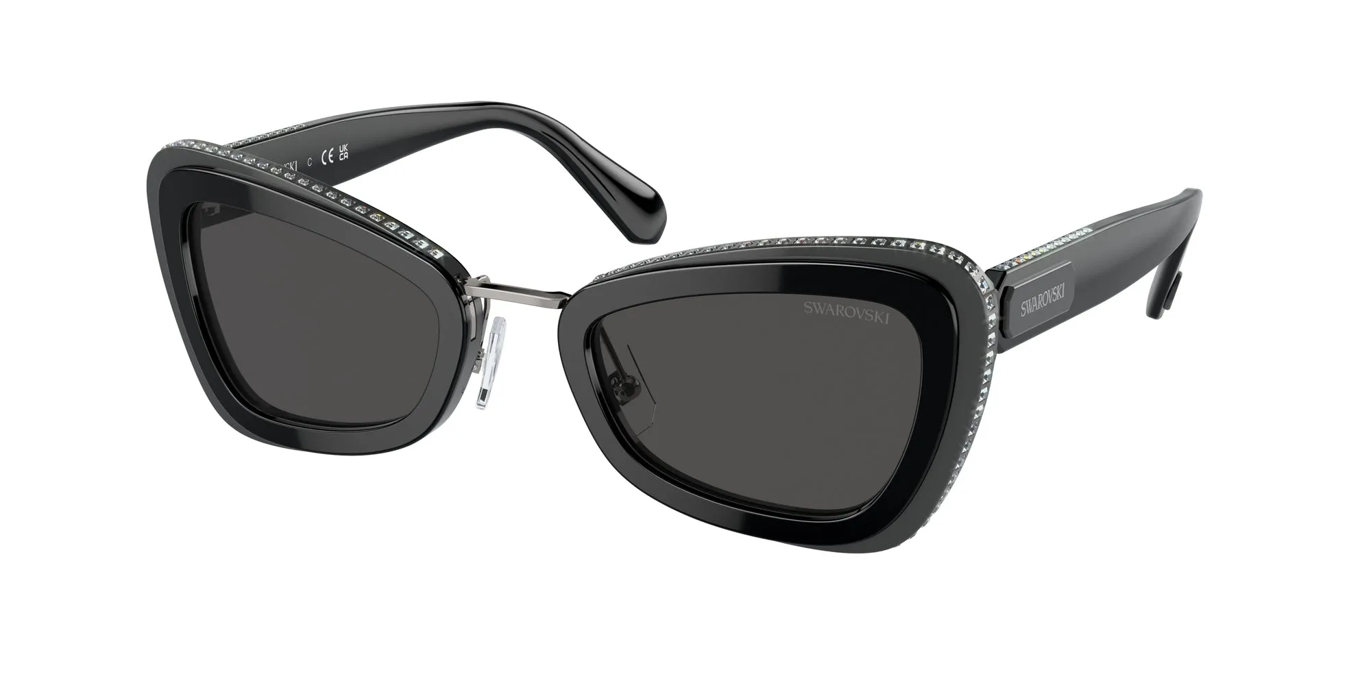 Swarovski SK6012 101087 Occhiali da sole Acetato Nero Grigio Geometrica Normale - immagine 1