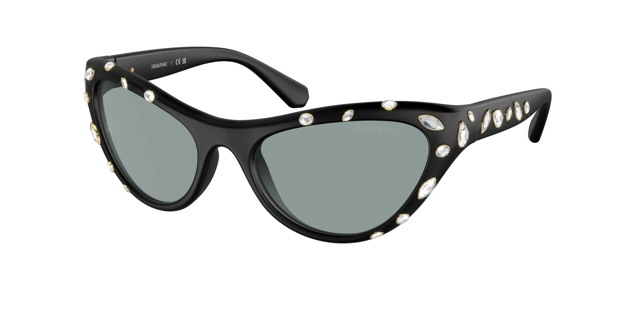 Swarovski SK6007 1020/1 Occhiali da sole Iniettato Nero Grigio Cat Eye Normale - immagine 1