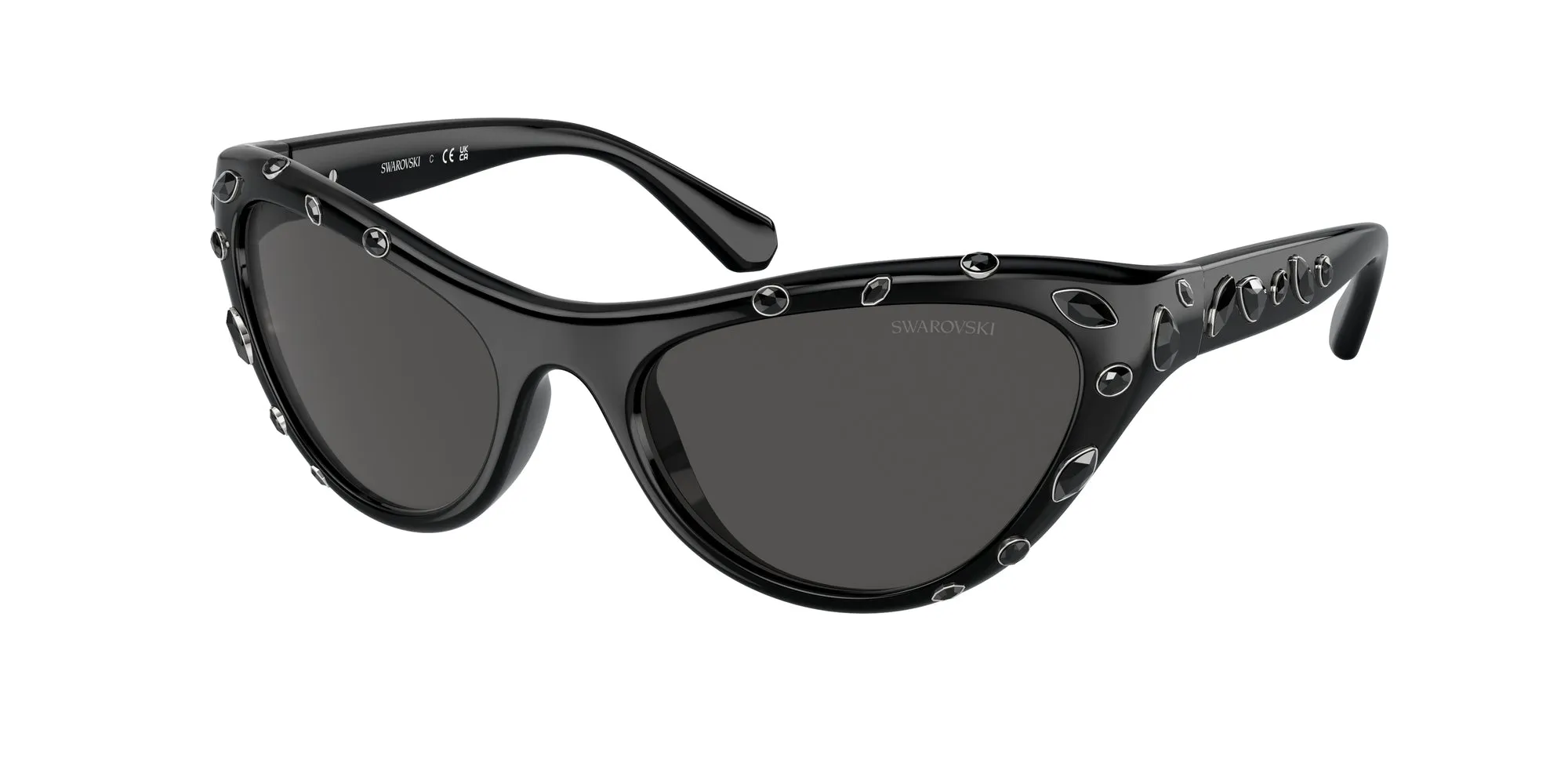 Swarovski SK6007 100187 Occhiali da sole Iniettato Nero Grigio Cat Eye Normale - immagine 1
