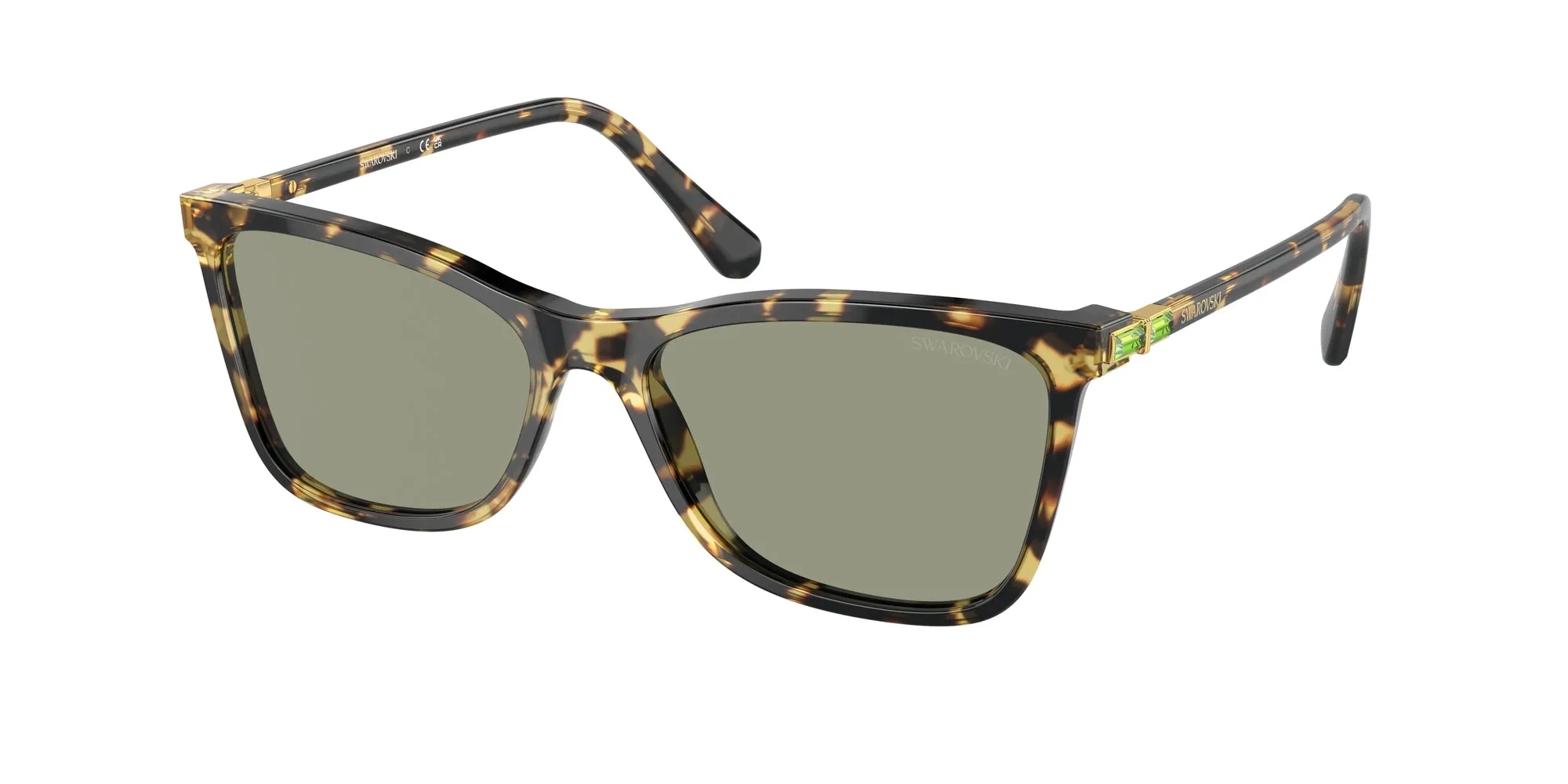 Swarovski SK6004 1009/2 Occhiali da sole Acetato Tartaruga Verde Squadrata Normale - immagine 1