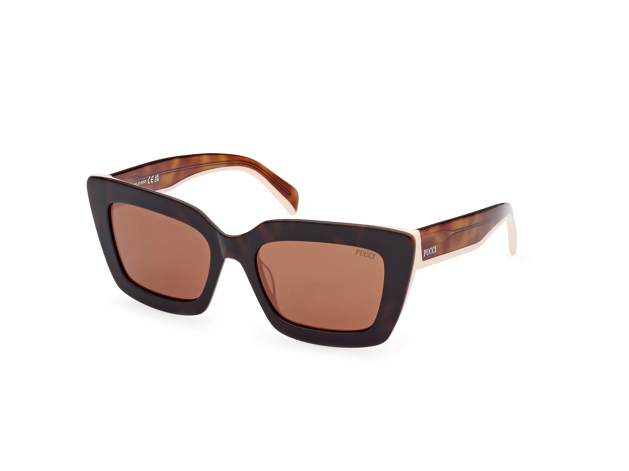 Emilio Pucci EP0202 53E Occhiali da sole Acetato Havana Marrone Squadrata Normale - immagine 1