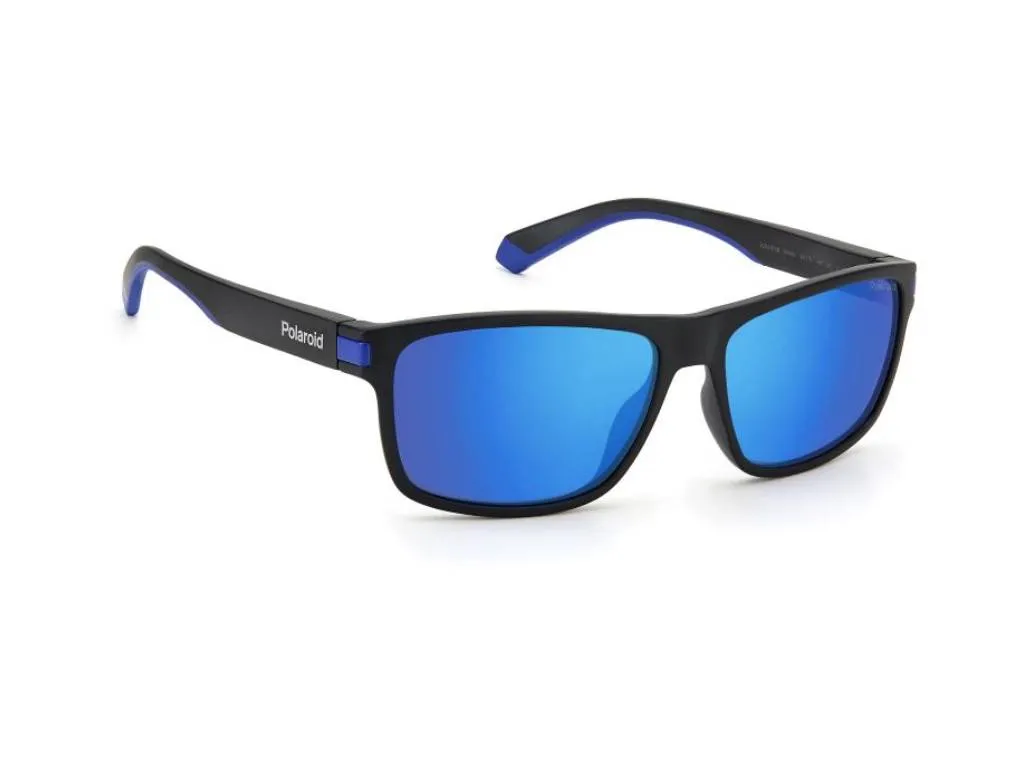 Polaroid PLD 2121/S 0VK/5X Occhiali da sole Plastica Nero-opaco Blu Squadrata Polarizzata Specchiato - immagine 2