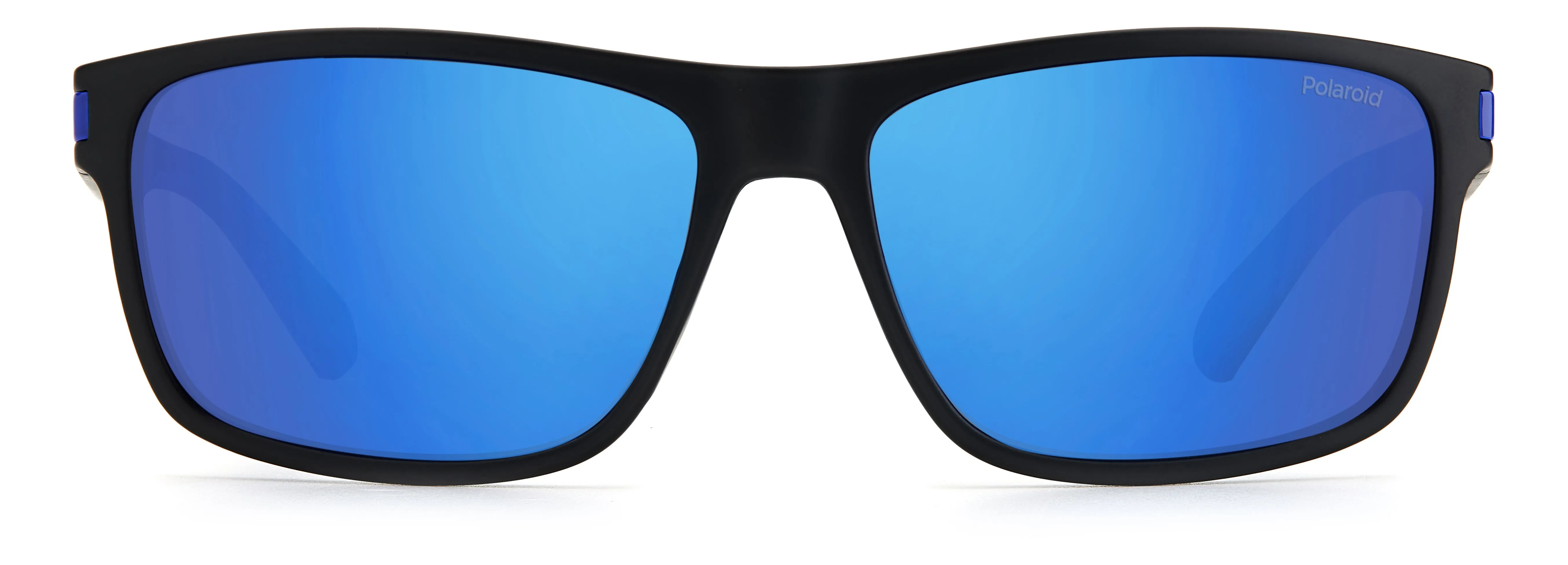 Polaroid PLD 2121/S 0VK/5X Occhiali da sole Plastica Nero-opaco Blu Squadrata Polarizzata Specchiato - immagine 3