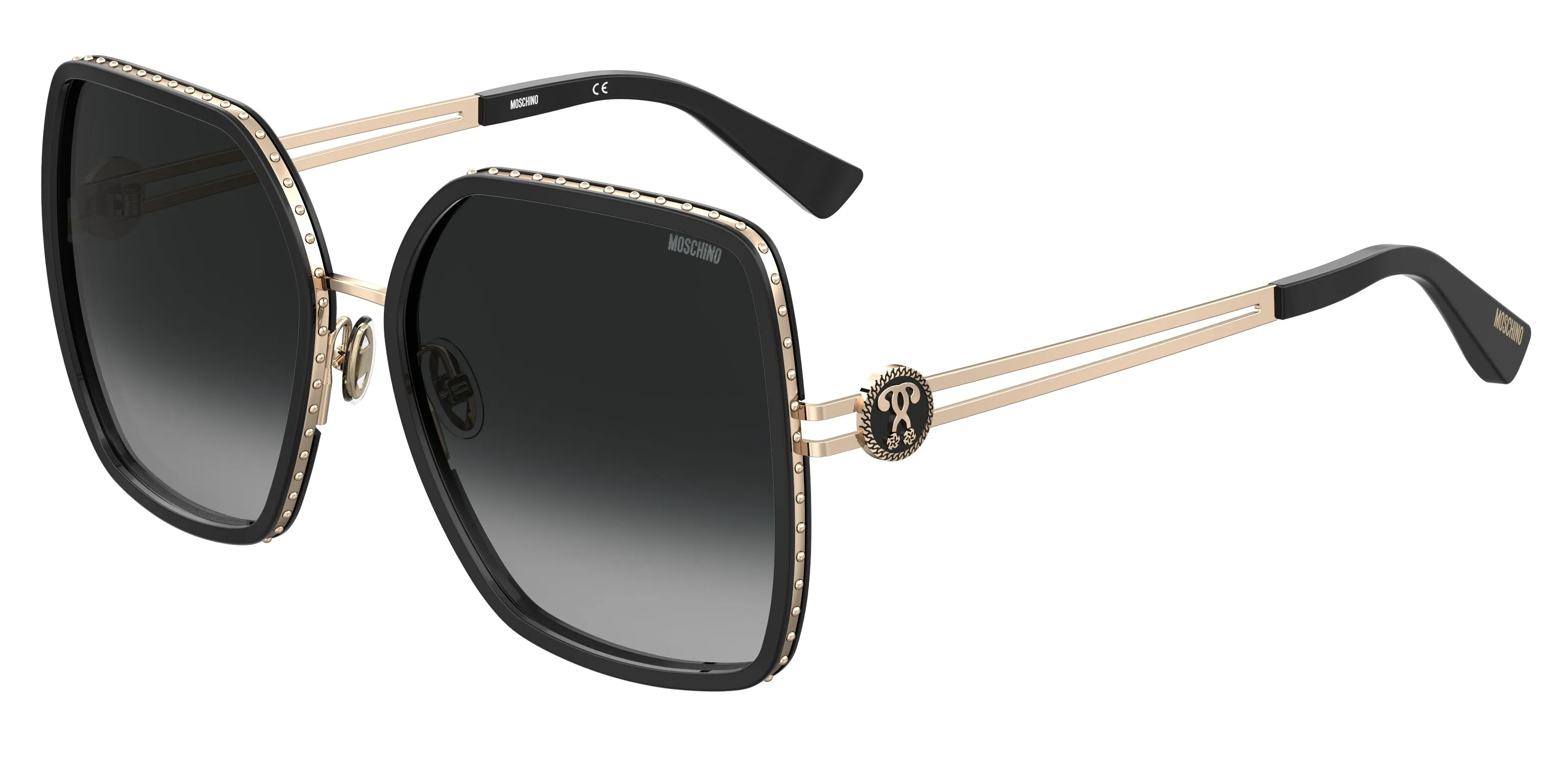 Moschino MOS096/S 807/9O Occhiali da sole Metallo Nero Grigio Squadrata Sfumato - immagine 1