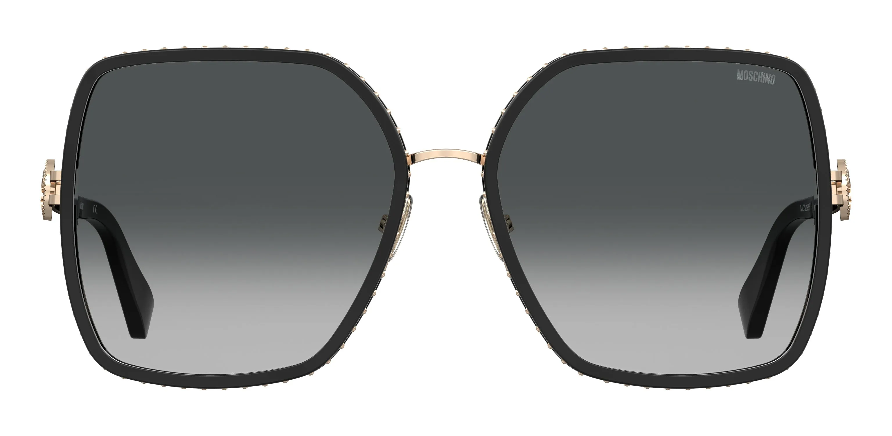 Moschino MOS096/S 807/9O Occhiali da sole Metallo Nero Grigio Squadrata Sfumato - immagine 2