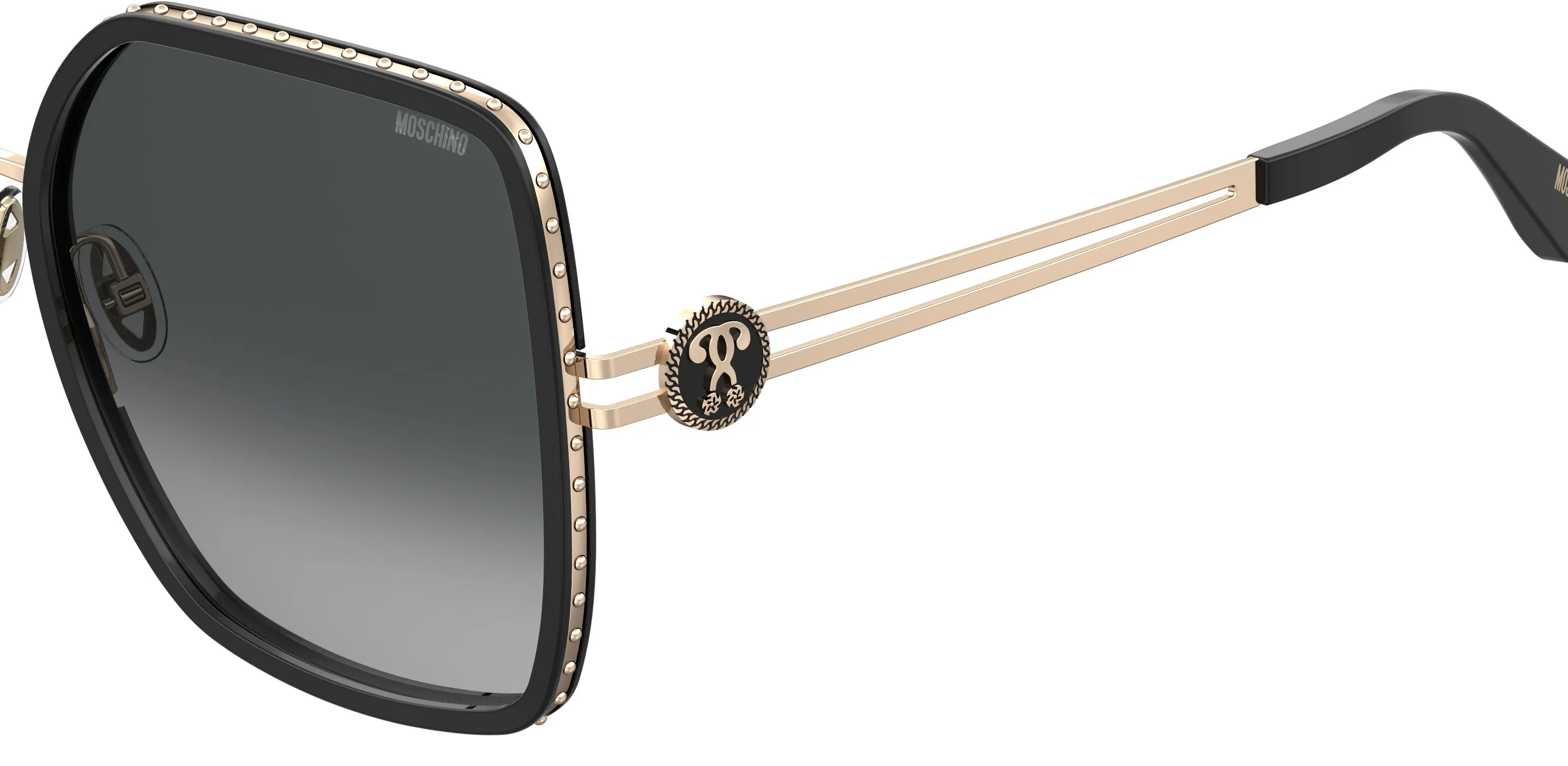 Moschino MOS096/S 807/9O Occhiali da sole Metallo Nero Grigio Squadrata Sfumato - immagine 3