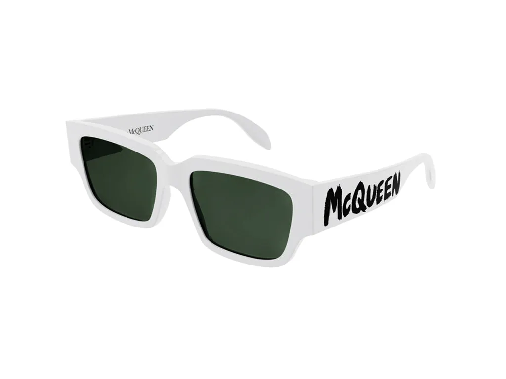Alexander McQueen Uomo AM0329S 003 Occhiali da sole Acetato Bianco Verde Squadrata Normale - immagine 1