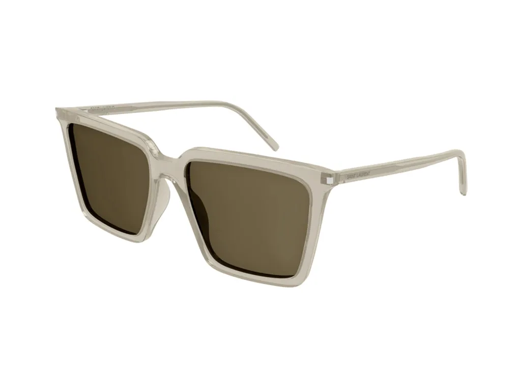 SAINT LAURENT Donna SL 474 005 Occhiali da sole Acetato Giallo Marrone Squadrata Normale - immagine 1