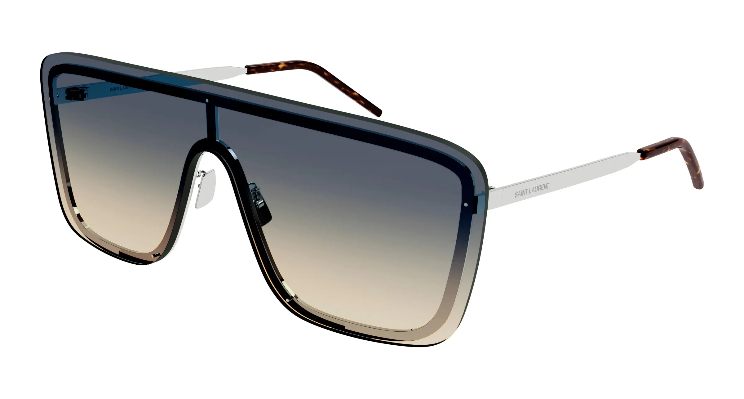 SAINT LAURENT SL 364 MASK 009 Occhiali da sole Metallo Argento Verde Maschera Sfumato - immagine 1