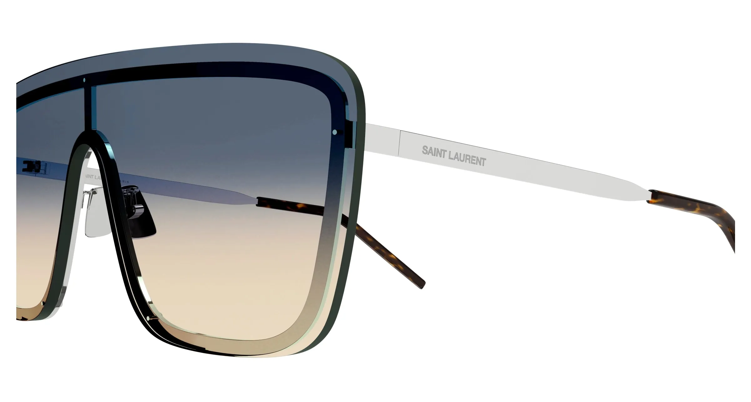 SAINT LAURENT SL 364 MASK 009 Occhiali da sole Metallo Argento Verde Maschera Sfumato - immagine 3
