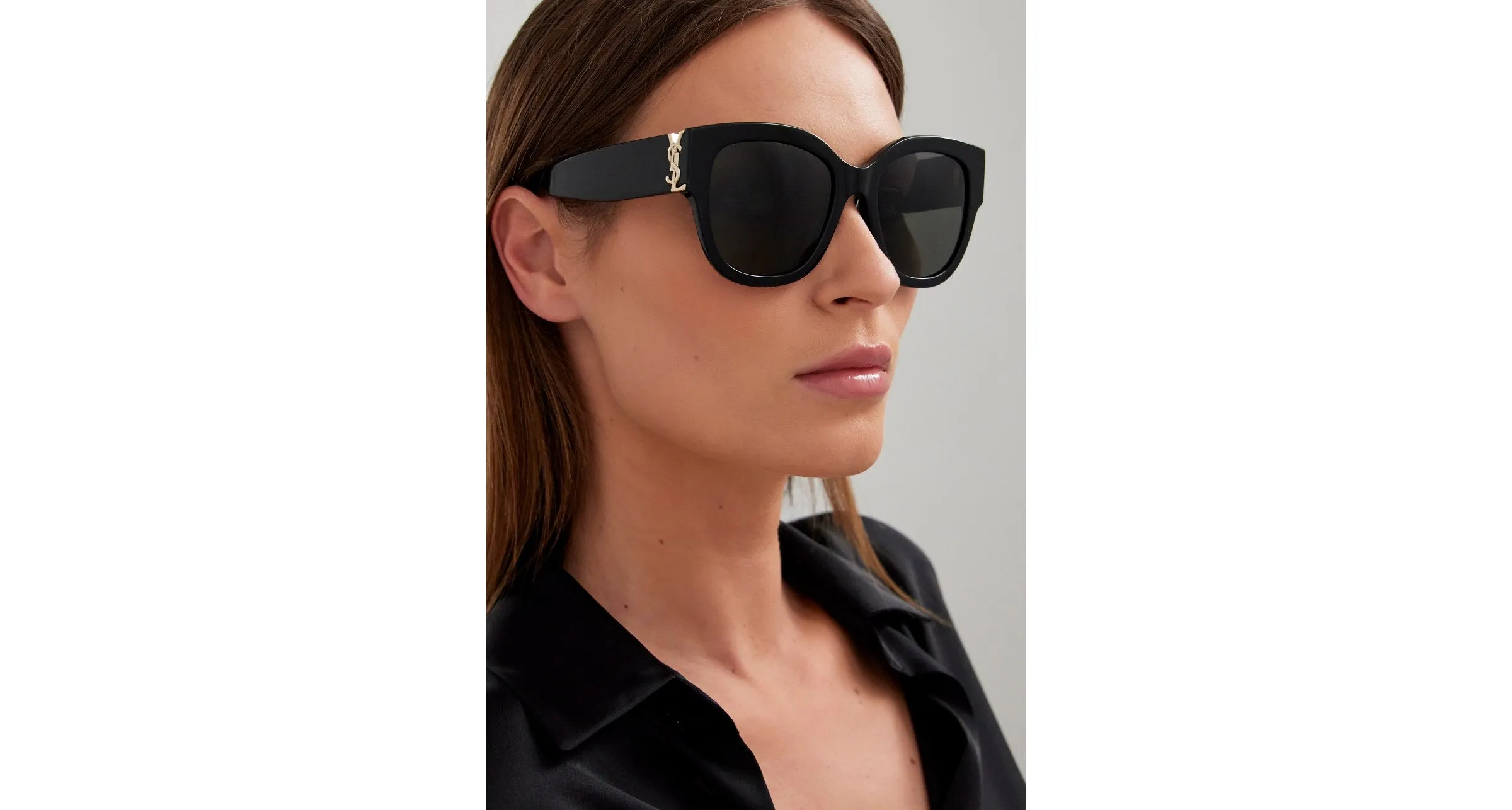 SAINT LAURENT SL M95/F 001 Occhiali da sole Acetato Nero Grigio Cat Eye - immagine 4