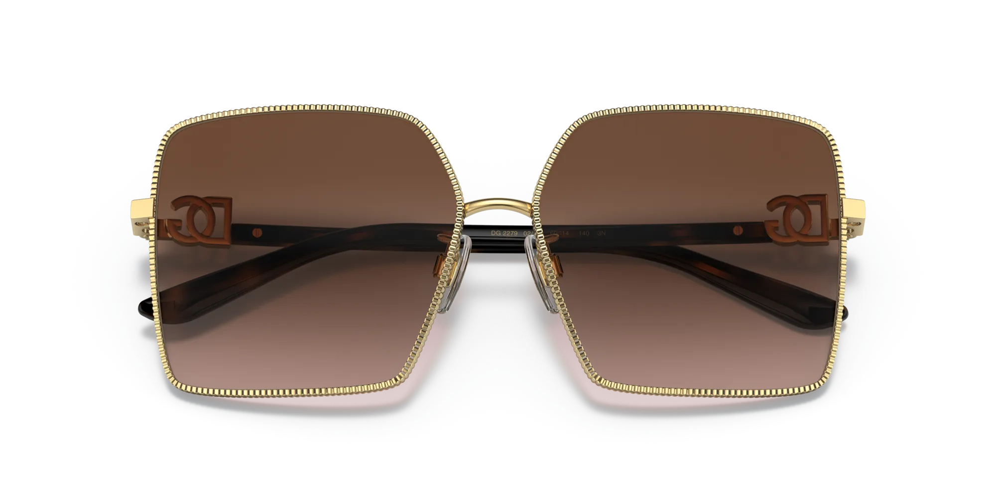 Dolce & Gabbana DG2279 02/13 Occhiali da sole Metallo Oro Marrone Squadrata Normale Sfumato - immagine 2