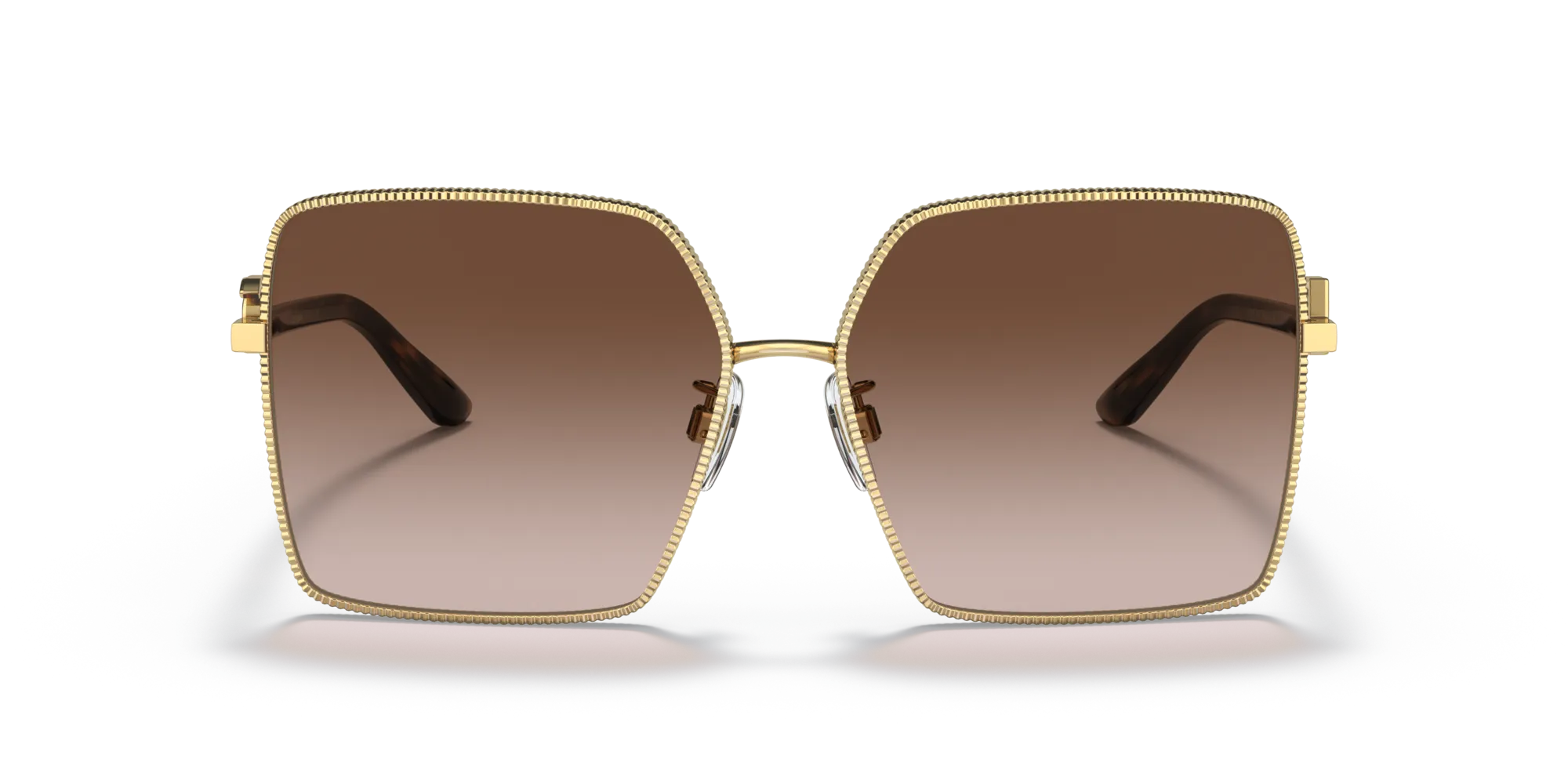 Dolce & Gabbana DG2279 02/13 Occhiali da sole Metallo Oro Marrone Squadrata Normale Sfumato - immagine 3