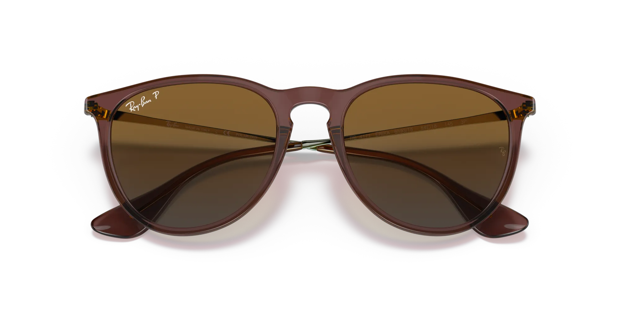 Ray - Ban RB4171 ERIKA 6593T5 Occhiali da sole Nylon Marrone Marrone Pantos Polarizzata Sfumato - immagine 2