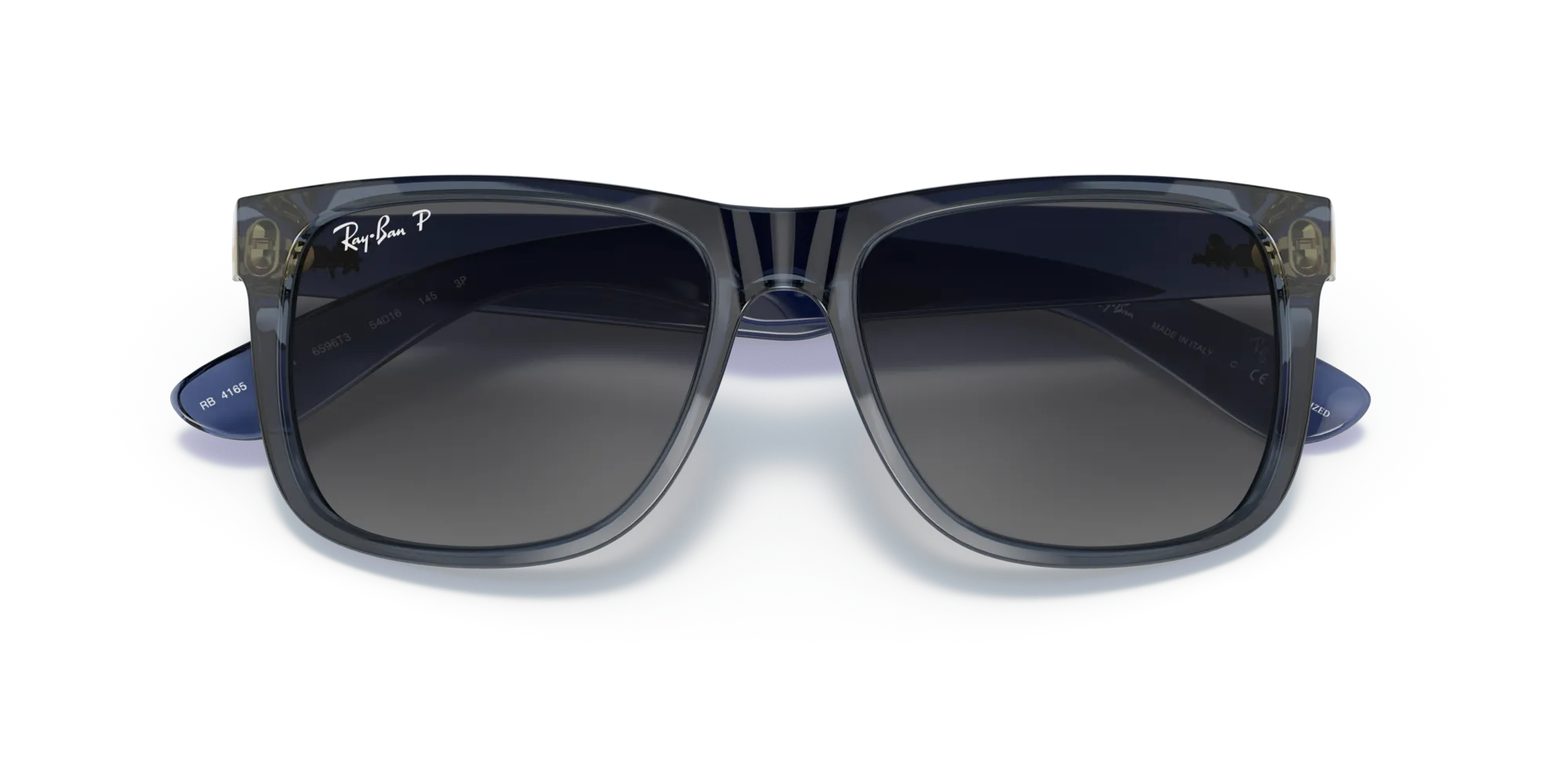 Ray - Ban RB4165 JUSTIN 6596T3 Occhiali da sole Nylon Blu Grigio Squadrata Polarizzata Sfumato - immagine 2