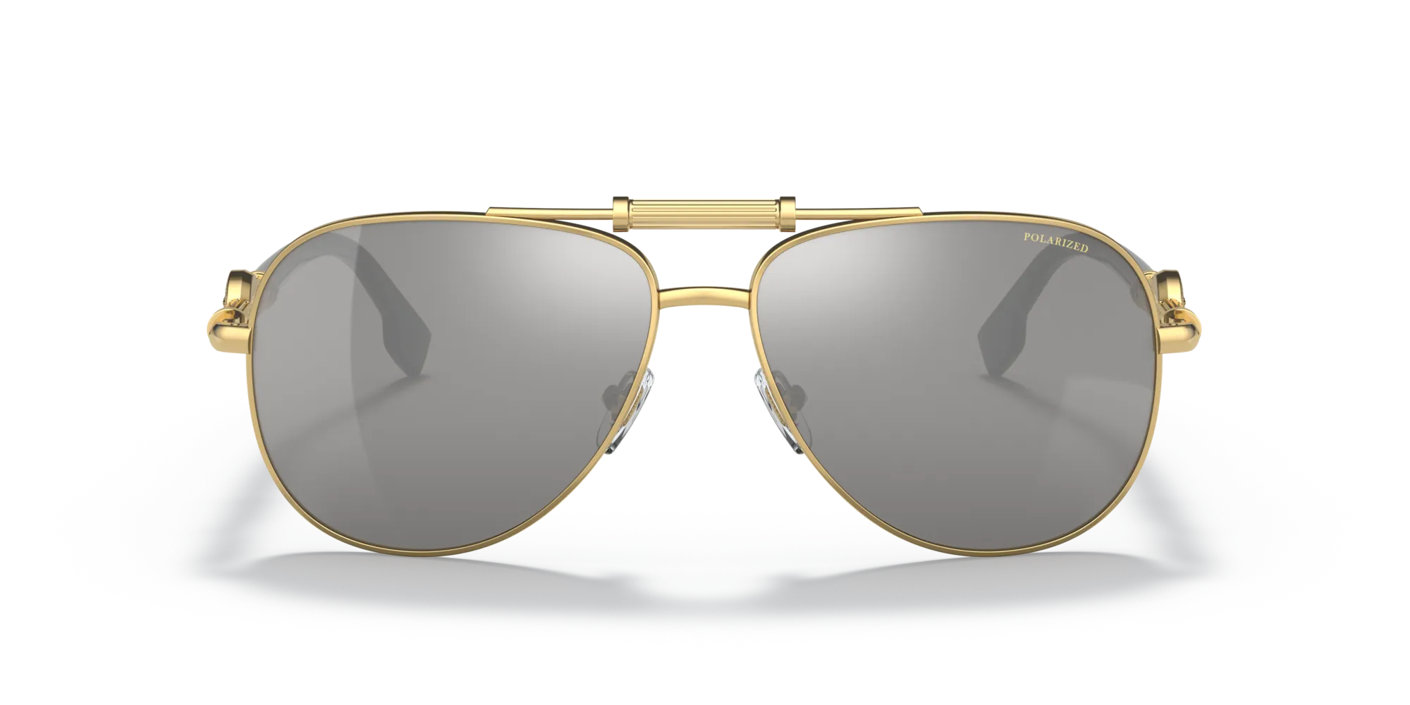 Versace VE2236 1002Z3 Occhiali da sole Metallo Oro Argento Pilot Polarizzata Specchiato - immagine 3