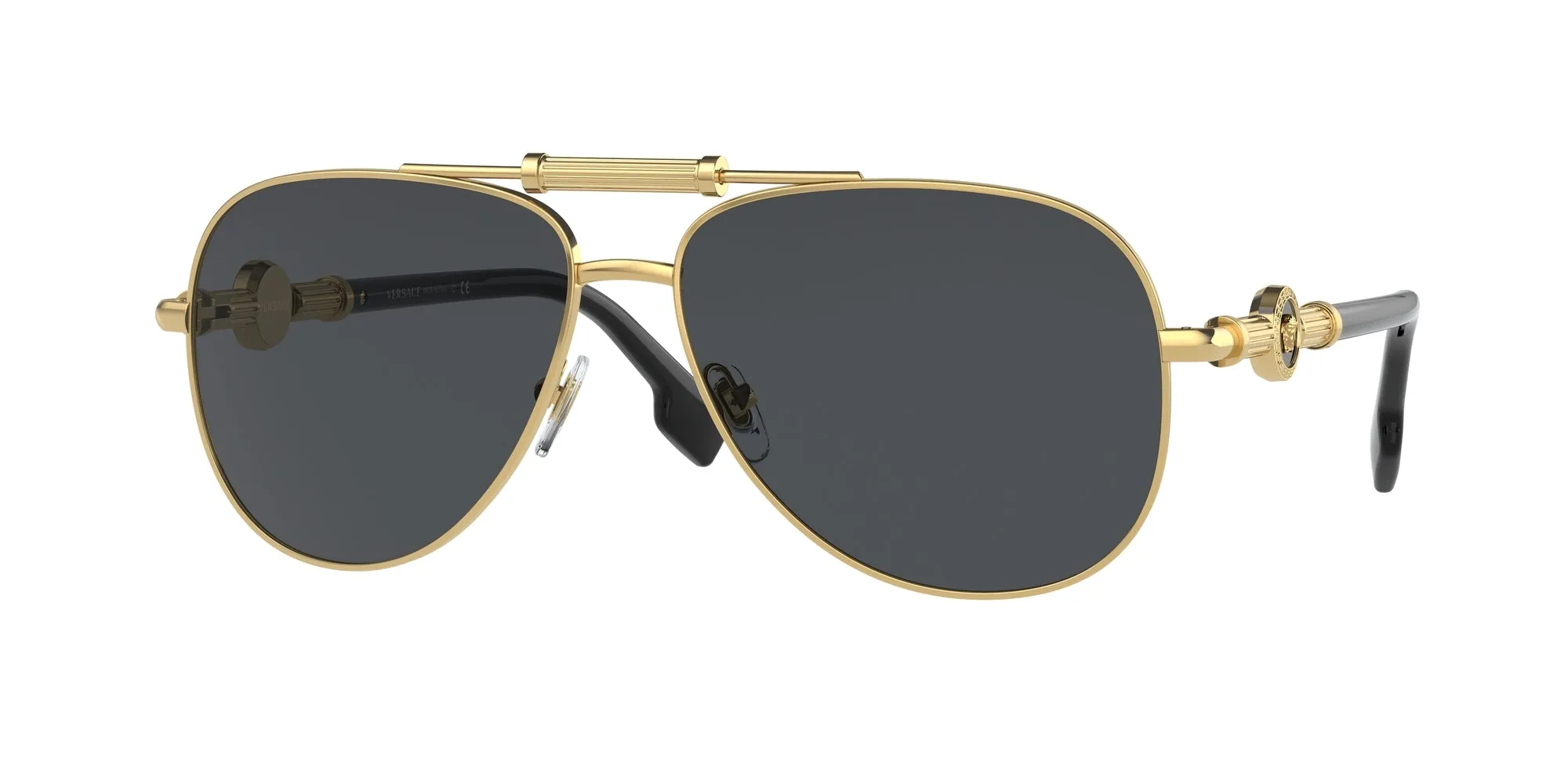 Versace VE2236 100287 Occhiali da sole Metallo Oro Grigio Pilot Normale - immagine 1