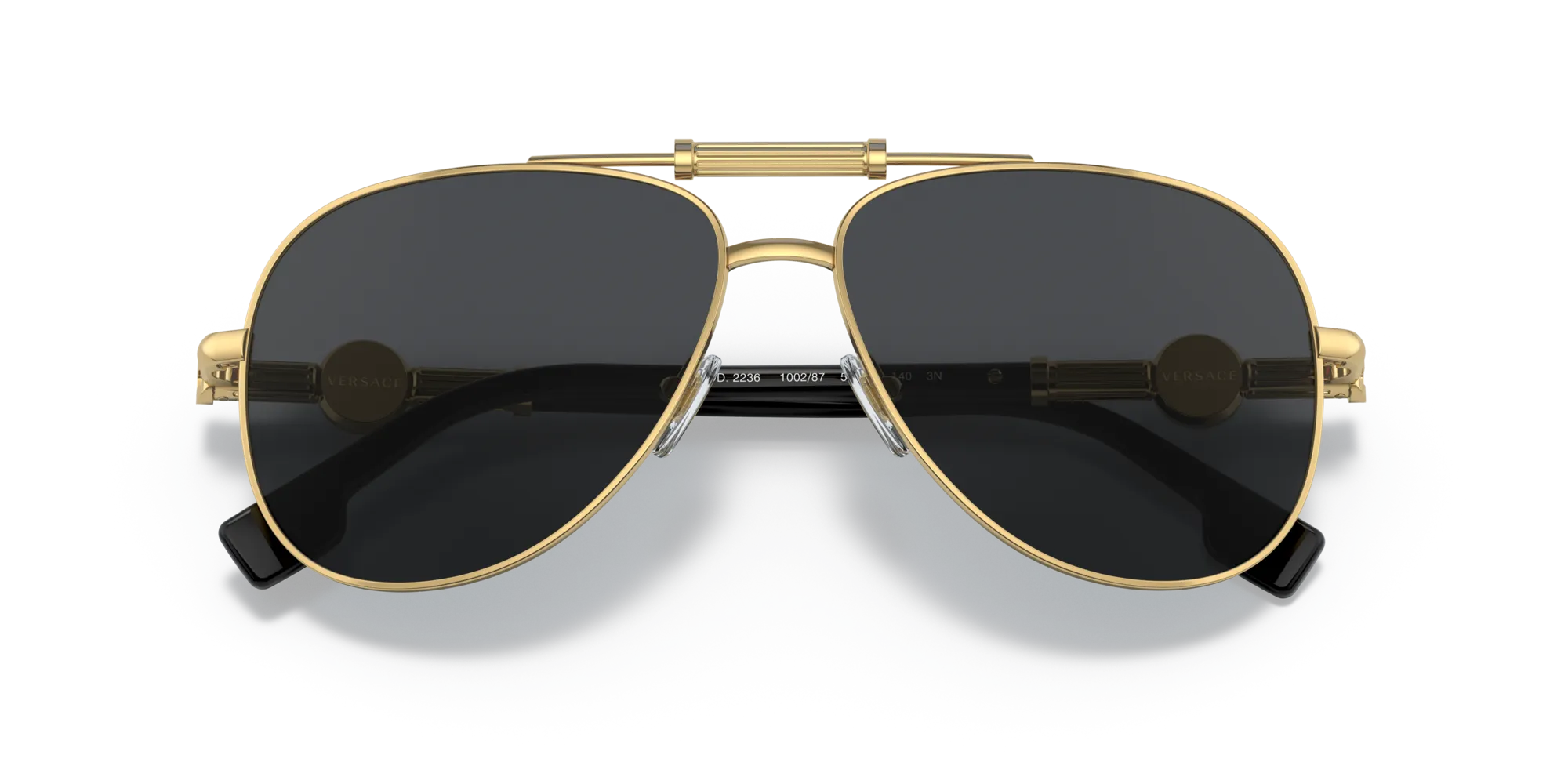 Versace VE2236 100287 Occhiali da sole Metallo Oro Grigio Pilot Normale - immagine 2