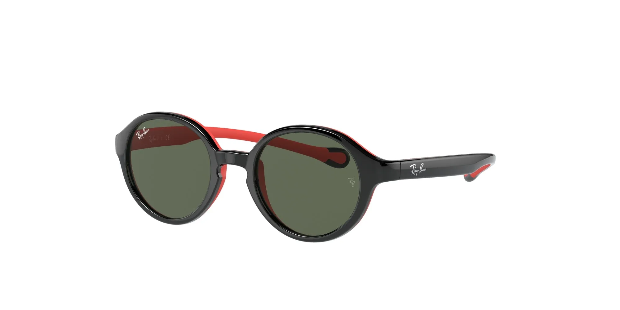 Ray - Ban RJ9075S 710071 Occhiali da sole bambino Iniettato Nero Verde Pantos Normale - immagine 1