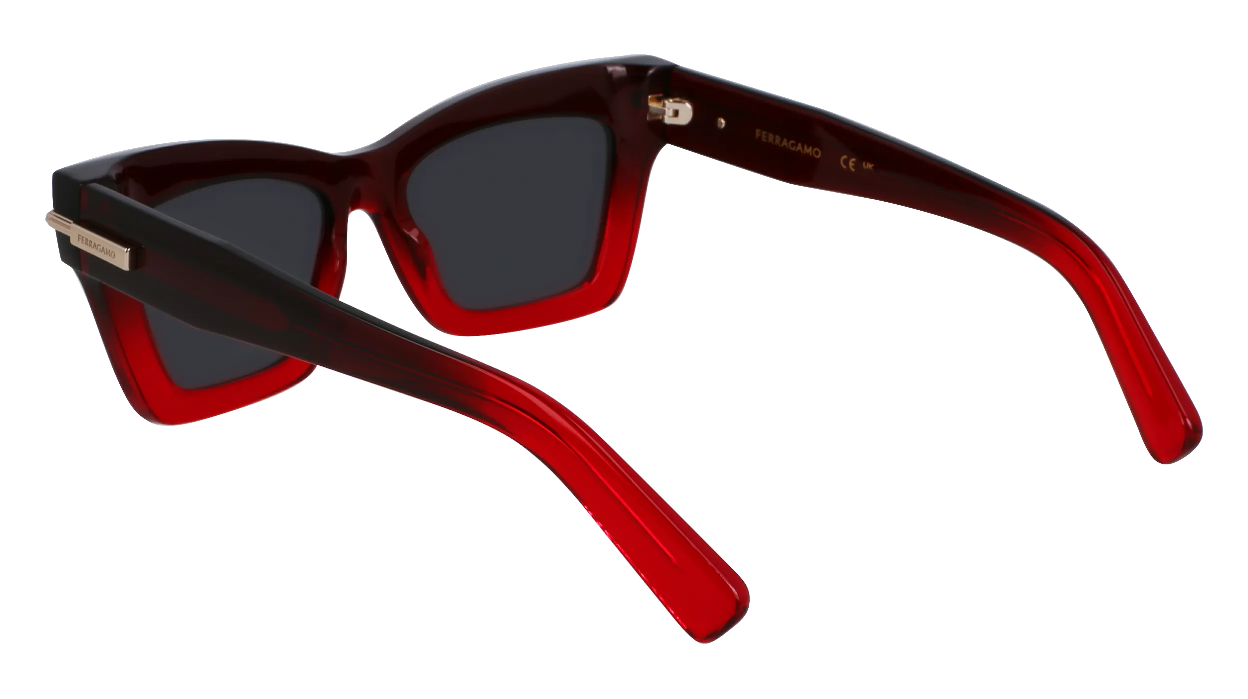 Ferragamo SF2031S 615 Occhiali da sole Acetato Rosso Squadrata Normale - immagine 3