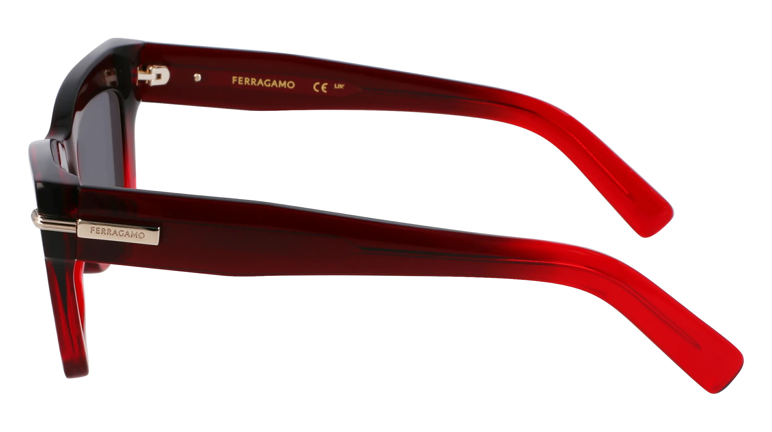 Ferragamo SF2031S 615 Occhiali da sole Acetato Rosso Squadrata Normale - immagine 4