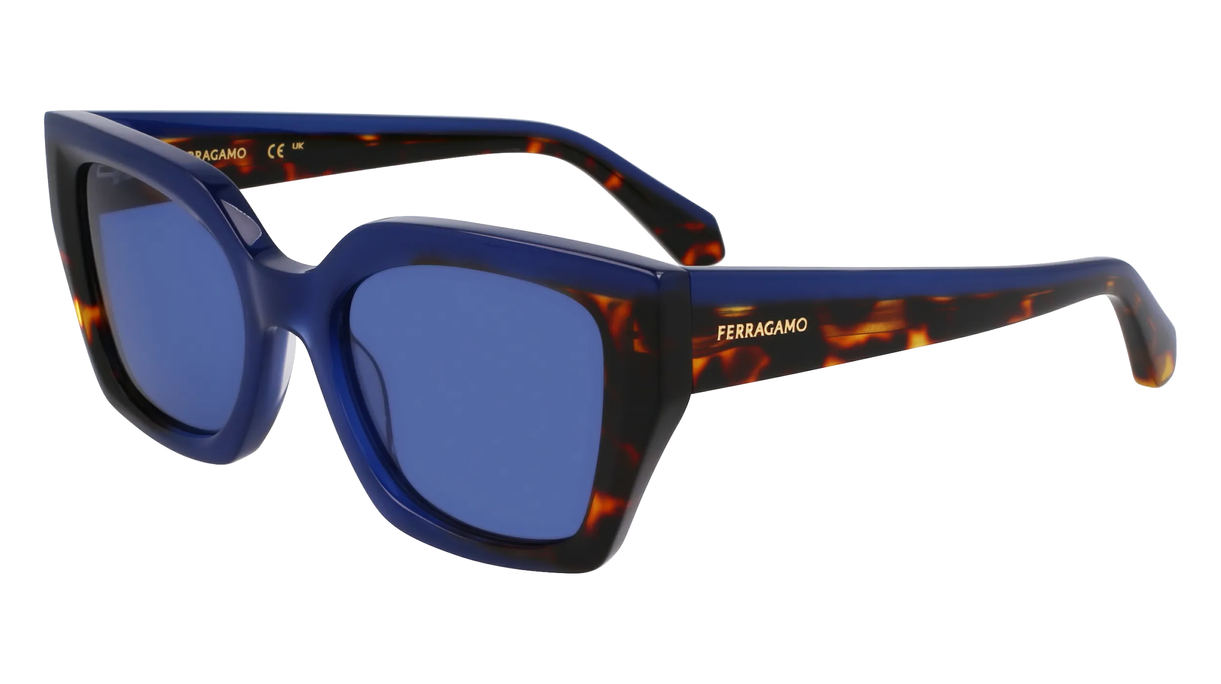 Ferragamo SF2035S 424 Occhiali da sole Acetato Blu Farfalla Normale - immagine 1